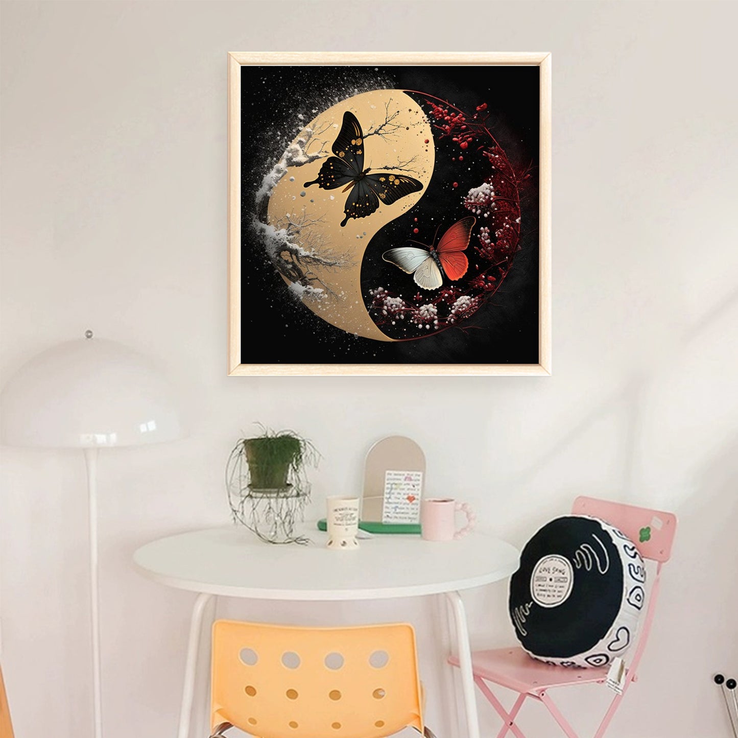 Tai Chi Yin Yang - Butterfly - Full 11CT Stamped Cross Stitch 40x40CM - Yishu