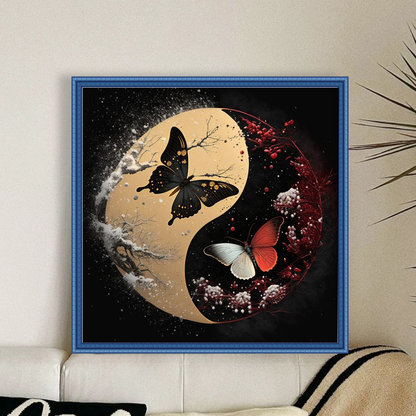Tai Chi Yin Yang - Butterfly - Full 11CT Stamped Cross Stitch 40x40CM - Yishu