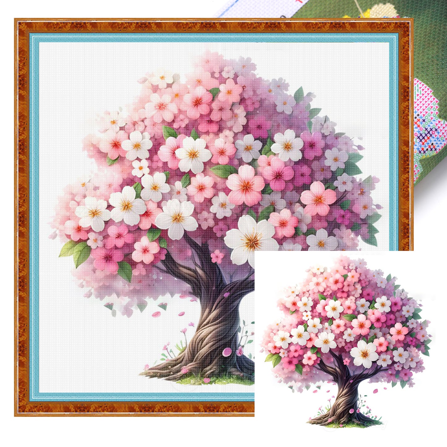 Flower Tree - Full 11CT Stamped Cross Stitch 40x40CM - Yishu
