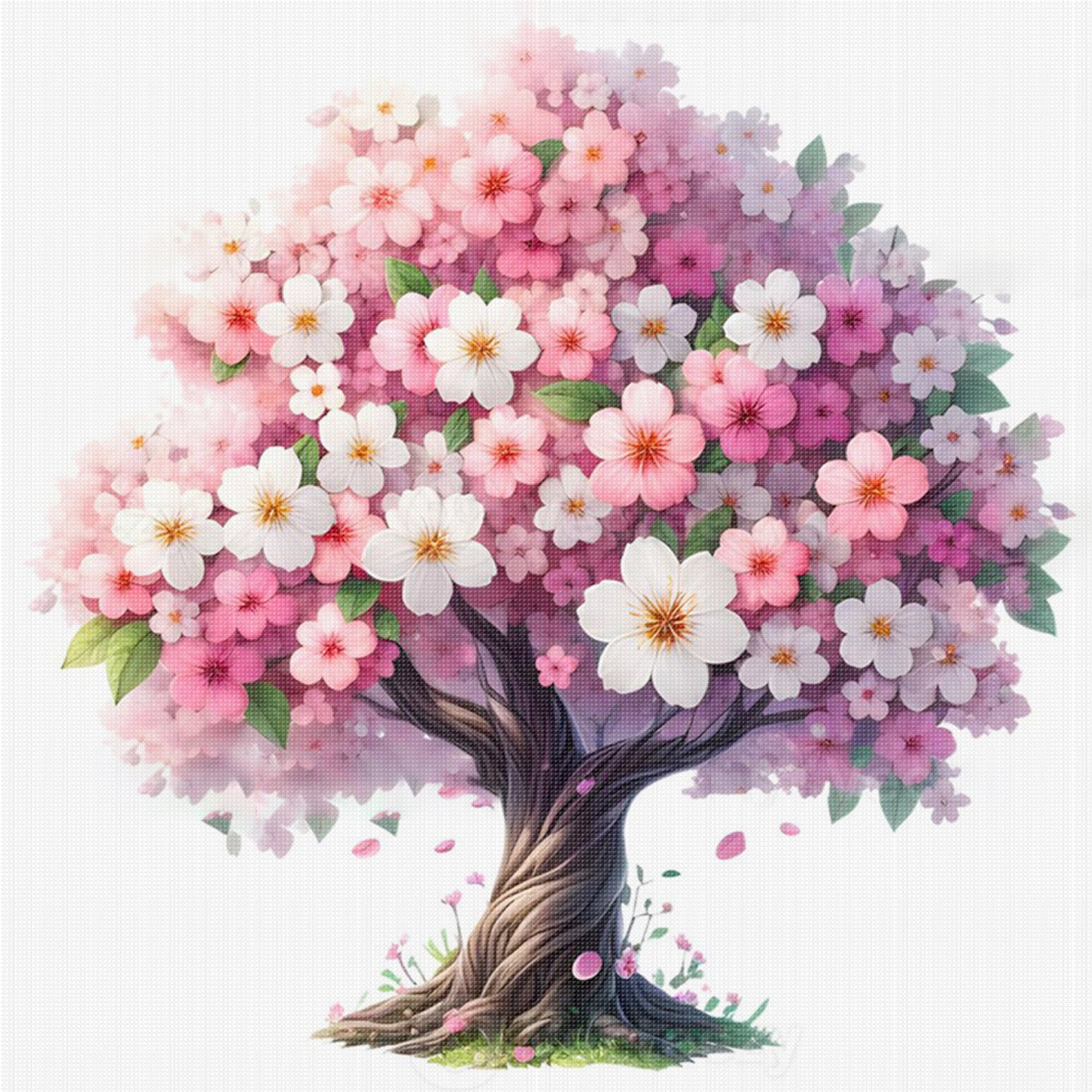 Flower Tree - Full 11CT Stamped Cross Stitch 40x40CM - Yishu