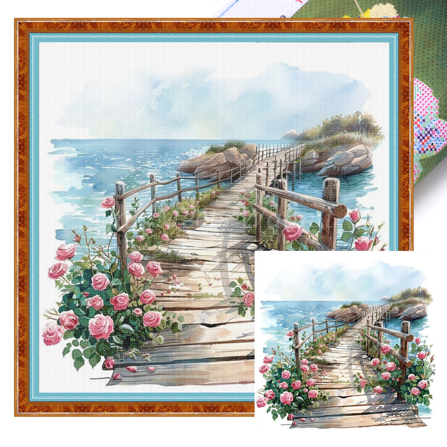 Rose Path - Full 11CT Stamped Cross Stitch 40x40CM - Yishu