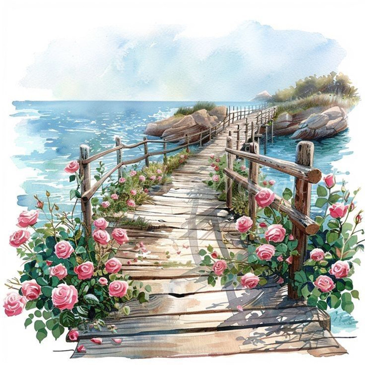 Rose Path - Full 11CT Stamped Cross Stitch 40x40CM - Yishu