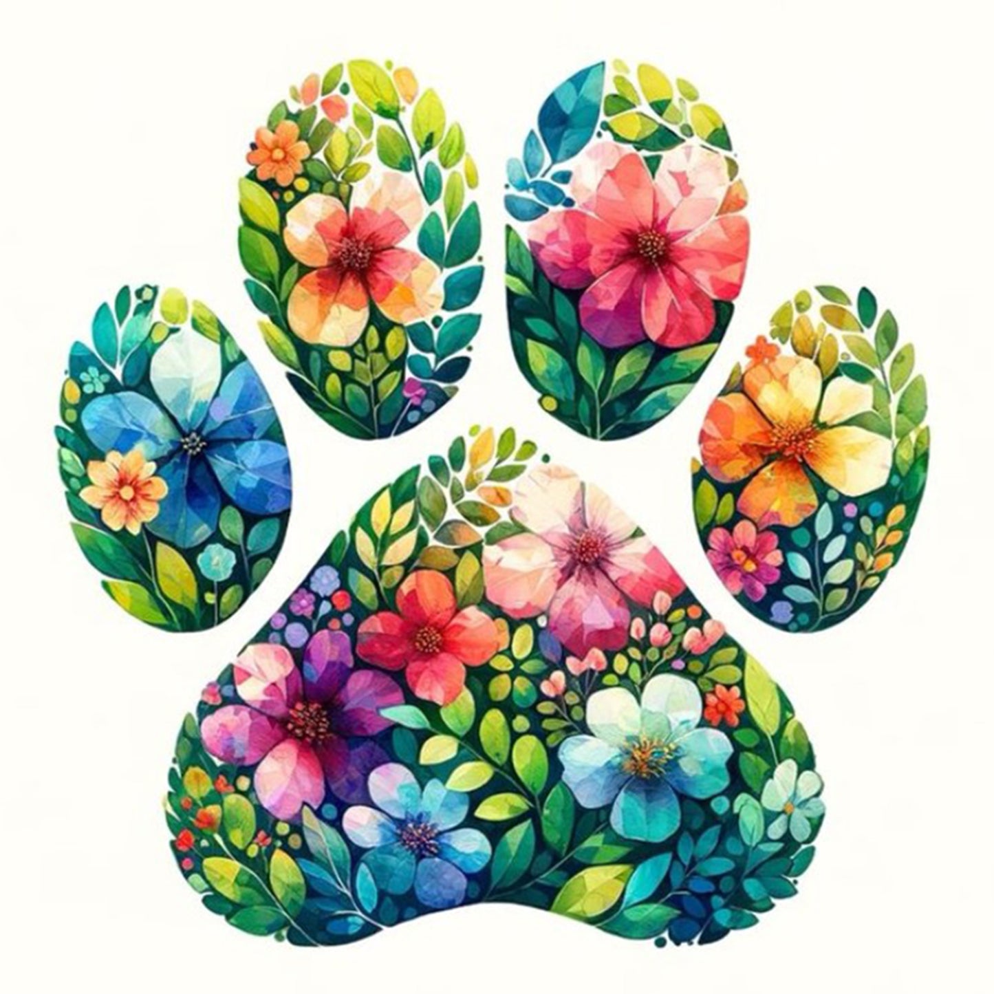 Flower Cat Paw - Full 11CT Stamped Cross Stitch 40x40CM - Yishu