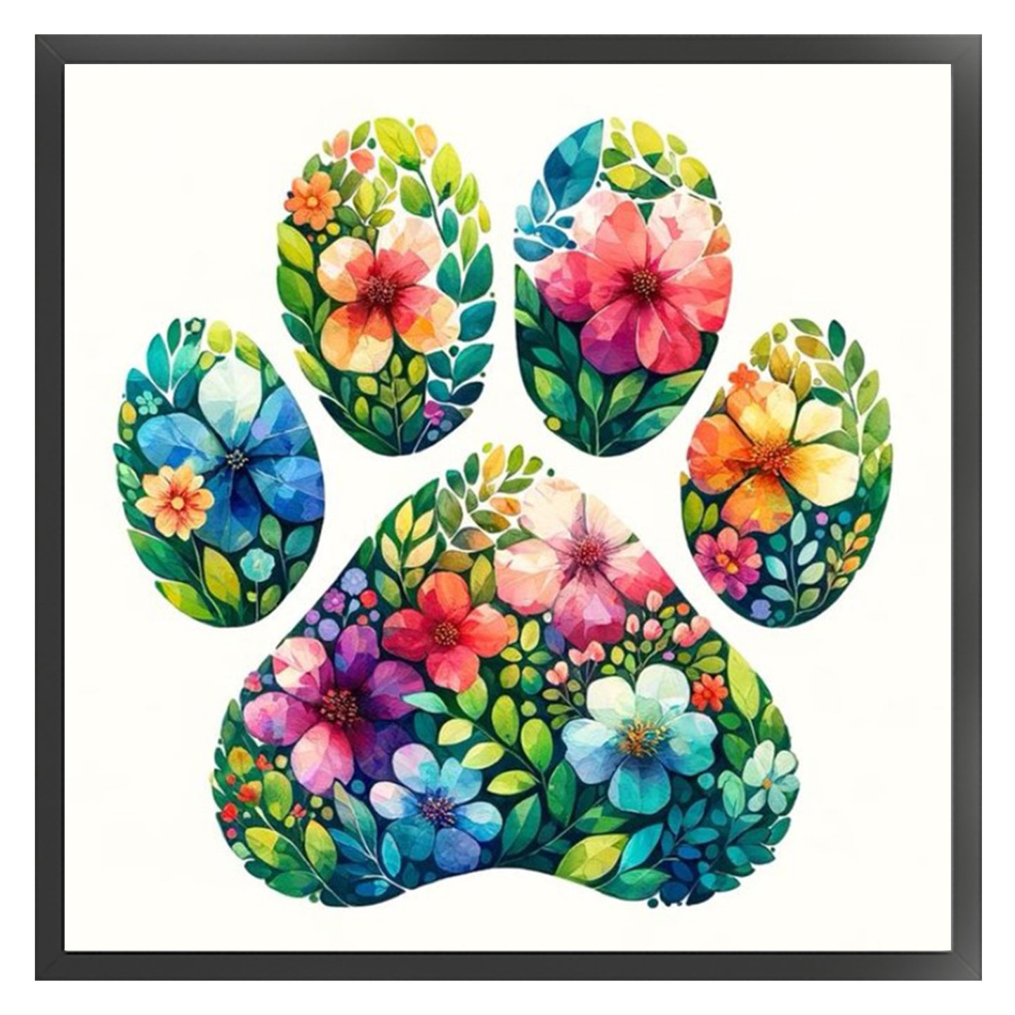 Flower Cat Paw - Full 11CT Stamped Cross Stitch 40x40CM - Yishu