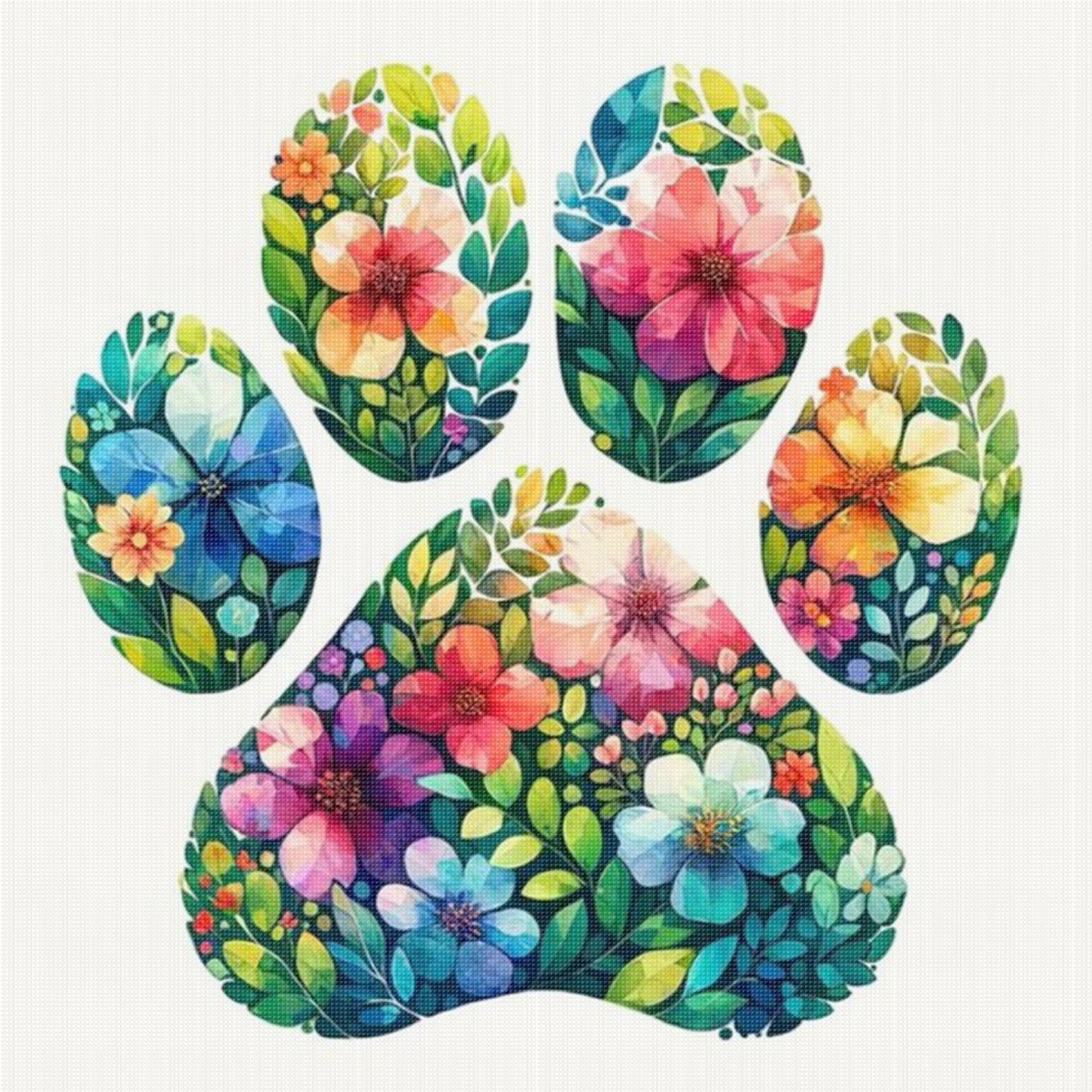 Flower Cat Paw - Full 11CT Stamped Cross Stitch 40x40CM - Yishu