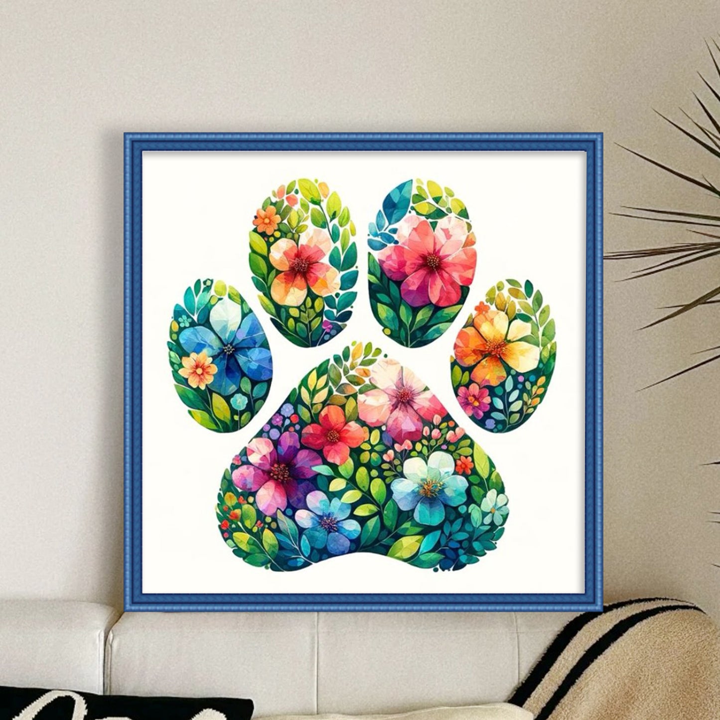 Flower Cat Paw - Full 11CT Stamped Cross Stitch 40x40CM - Yishu