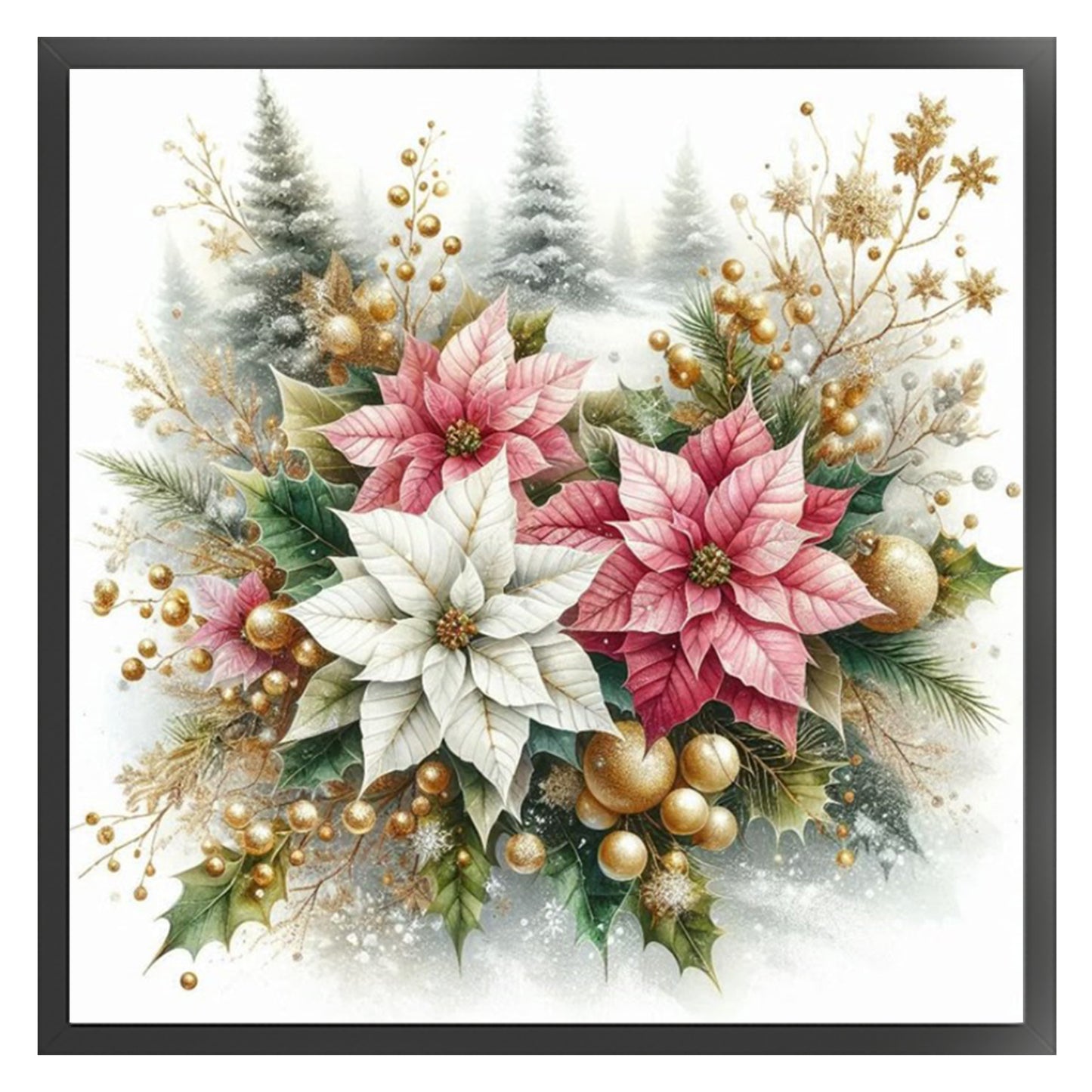 Christmas Flower - Full 11CT Stamped Cross Stitch 40x40CM - Yishu