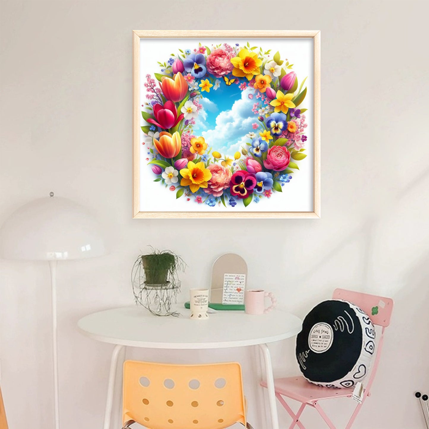 Flower Wreath - Full 11CT Stamped Cross Stitch 40x40CM - Yishu