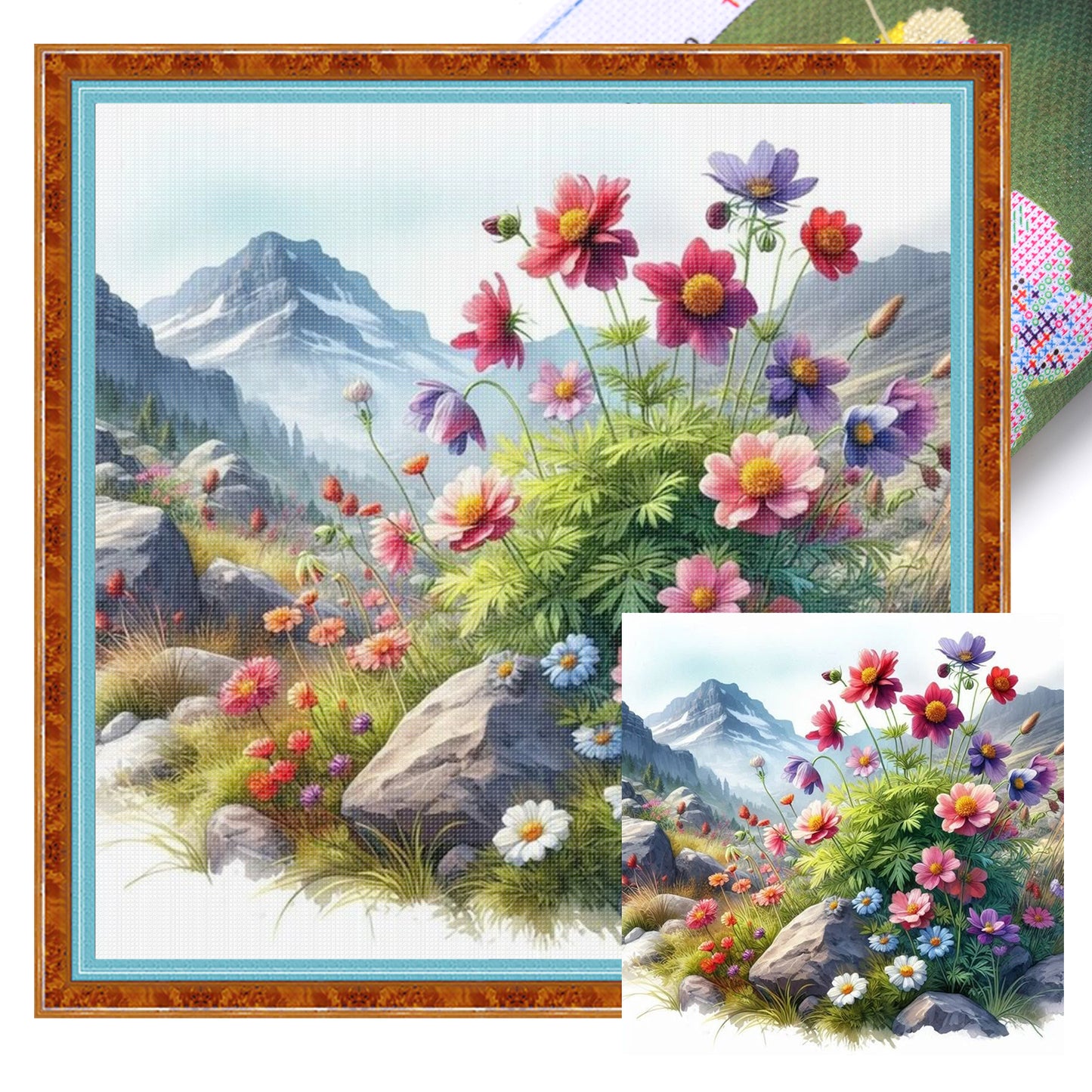 Fresh Flower - Full 11CT Stamped Cross Stitch 40x40CM - Yishu