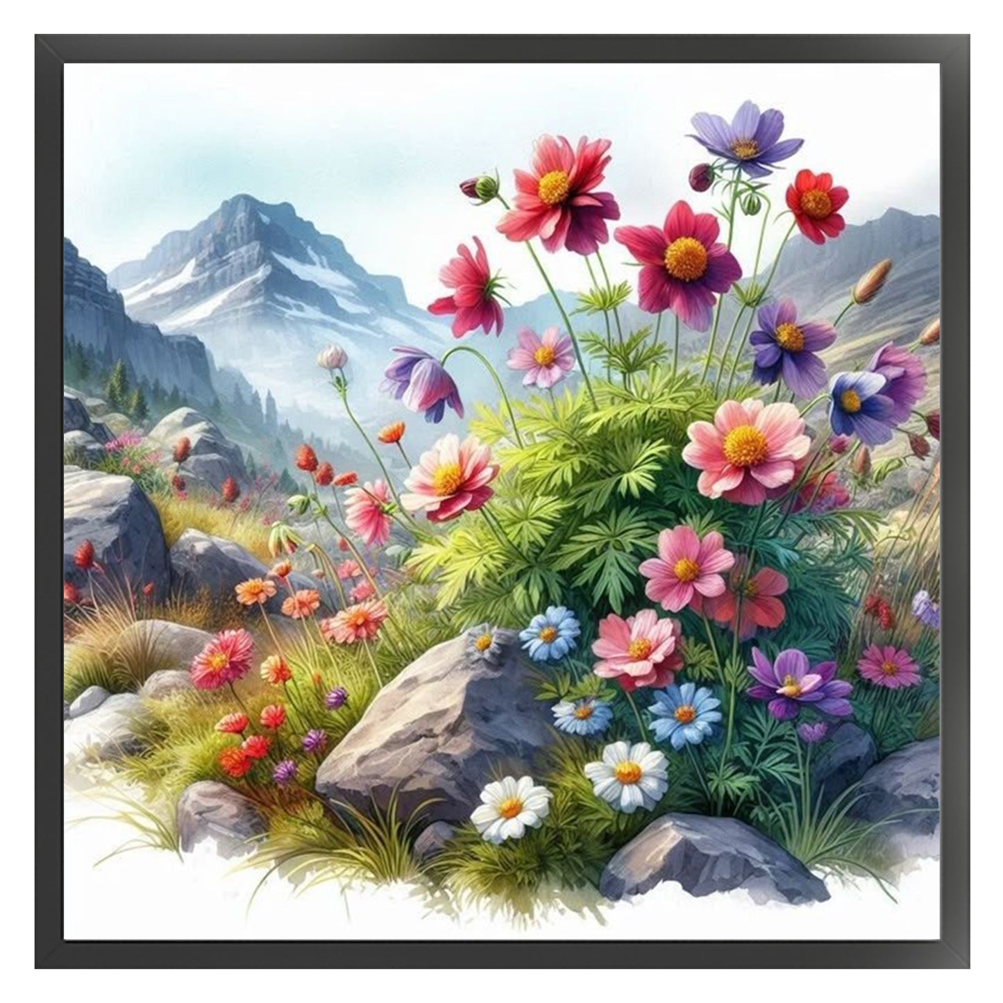 Fresh Flower - Full 11CT Stamped Cross Stitch 40x40CM - Yishu