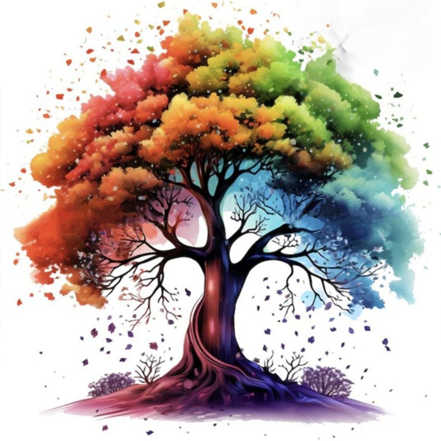 Colorful Tree - Full 11CT Stamped Cross Stitch 40x40CM - Yishu