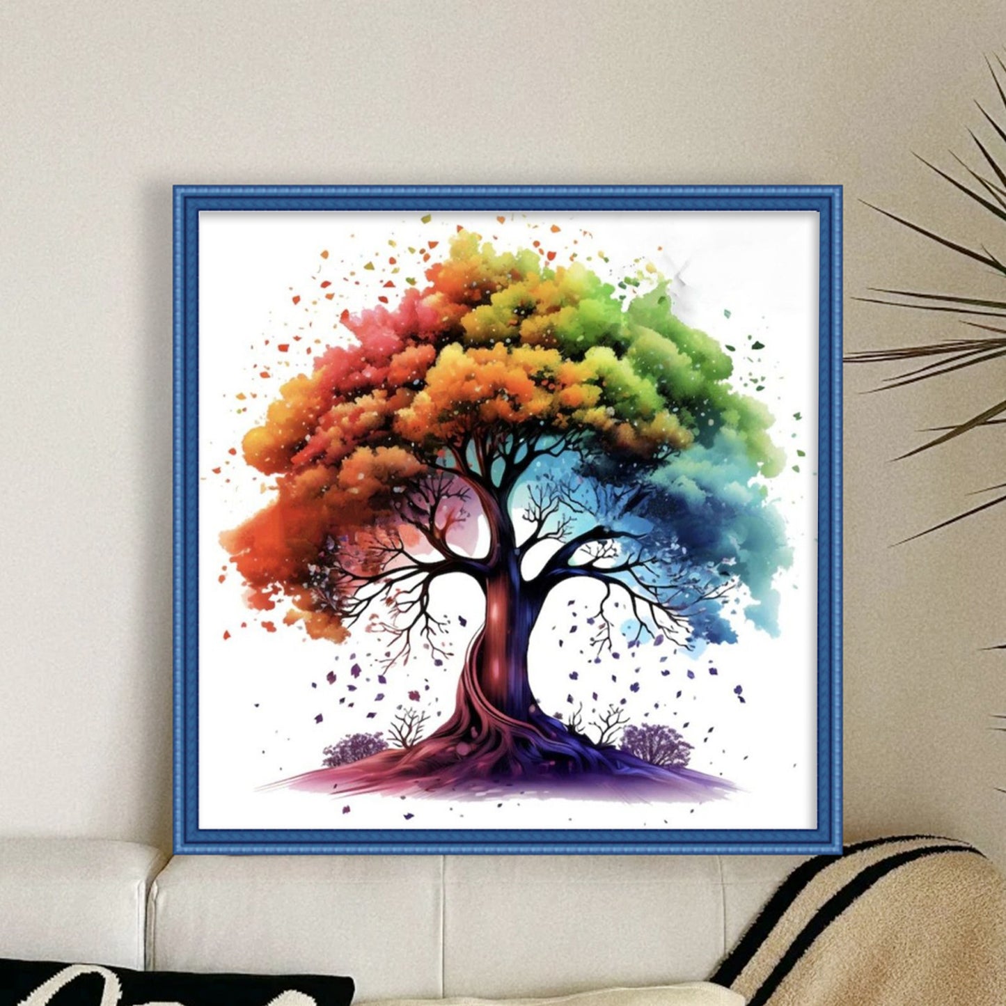 Colorful Tree - Full 11CT Stamped Cross Stitch 40x40CM - Yishu