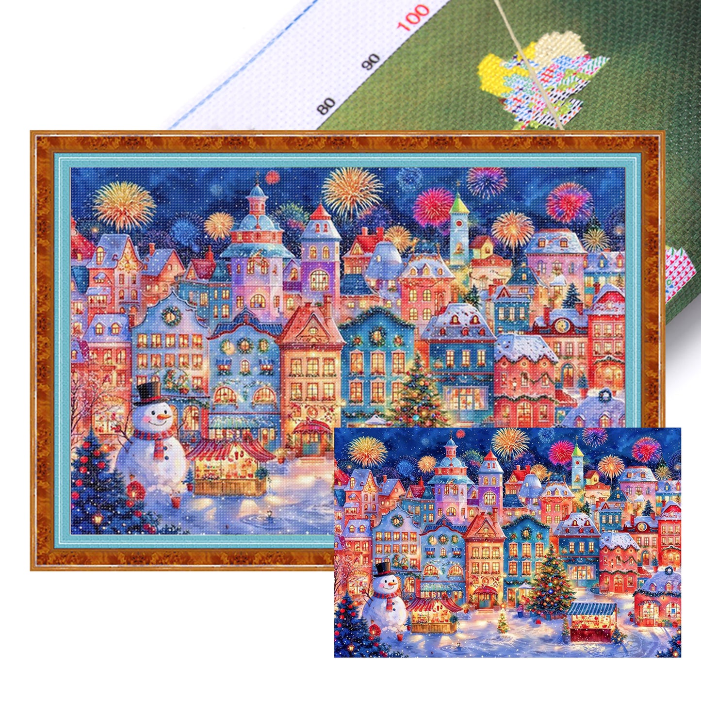 First Snow In Celebration - Full 9CT Stamped Cross Stitch 130x95CM - Jun He(74Colors)