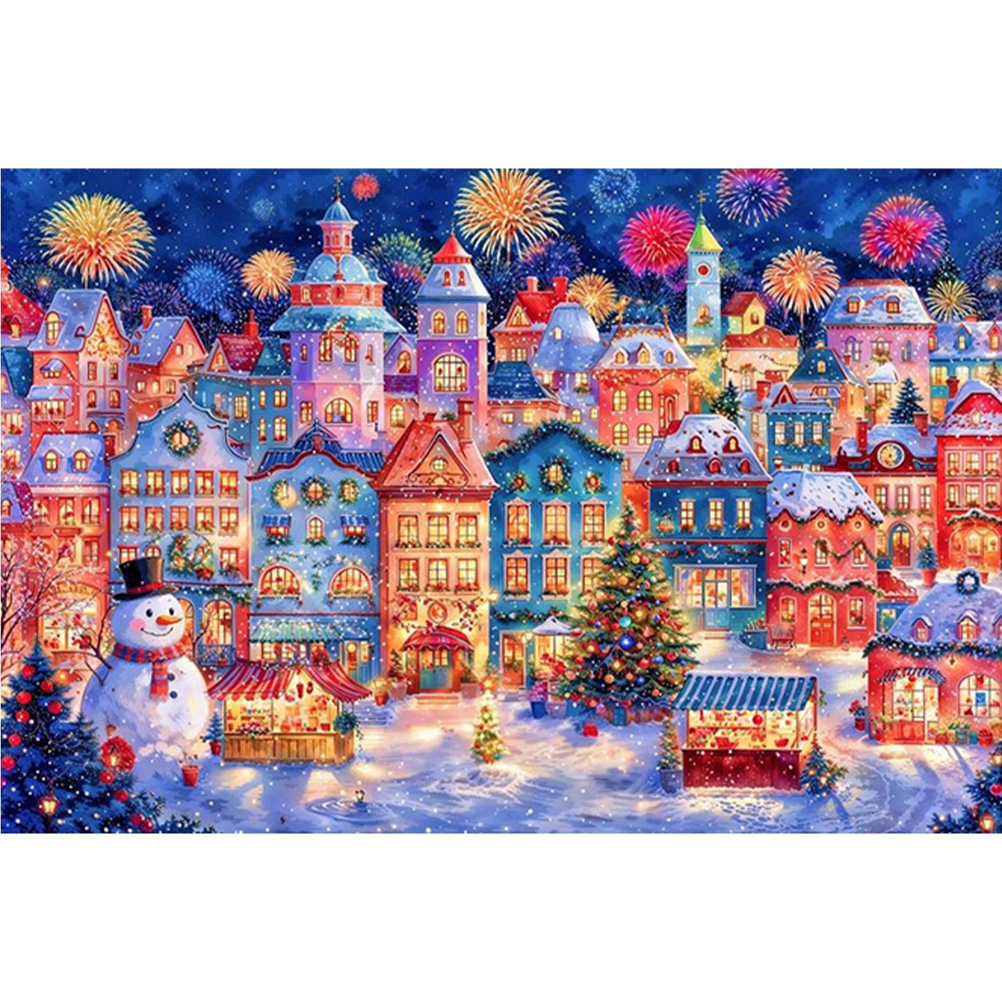 First Snow In Celebration - Full 9CT Stamped Cross Stitch 130x95CM - Jun He(74Colors)