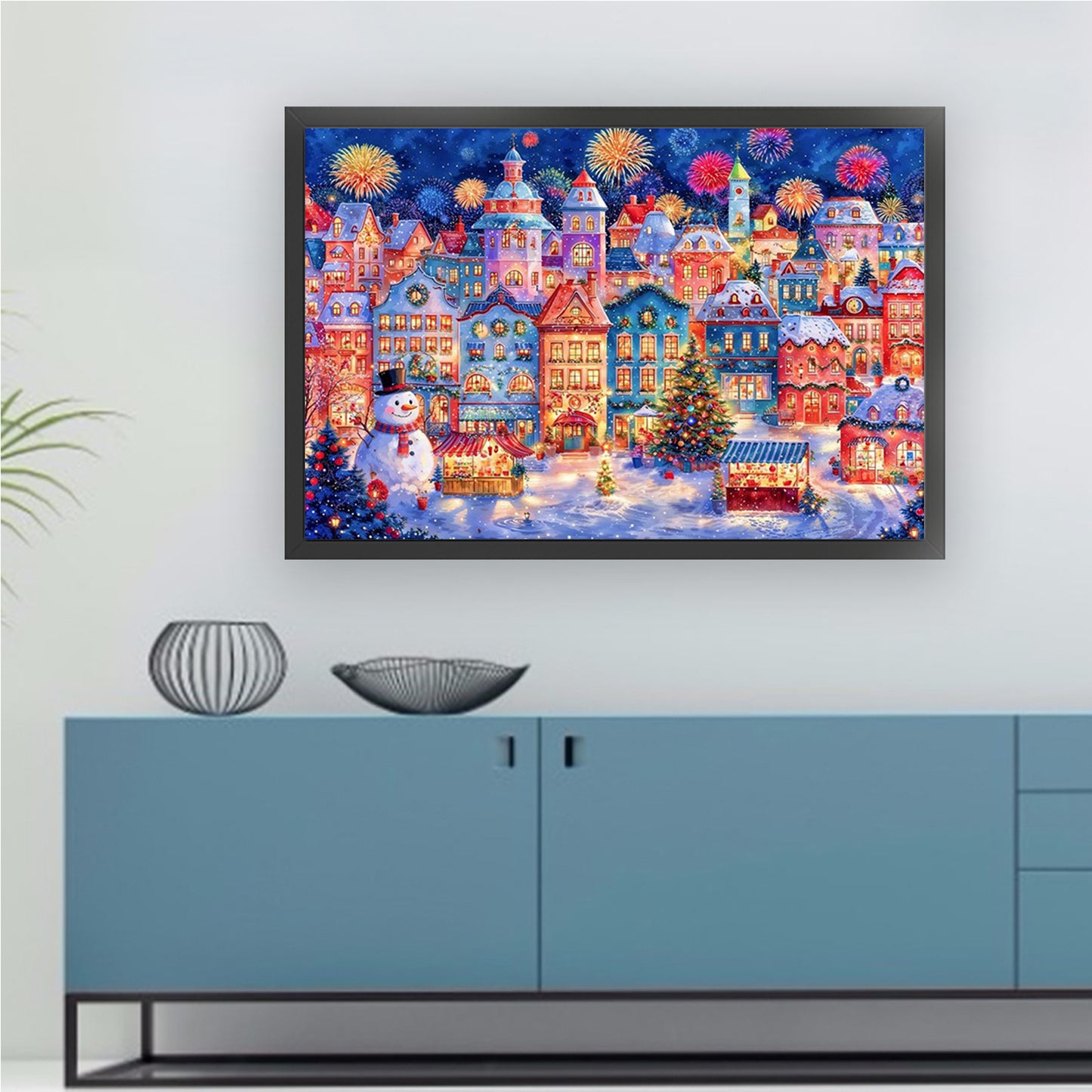 First Snow In Celebration - Full 9CT Stamped Cross Stitch 130x95CM - Jun He(74Colors)