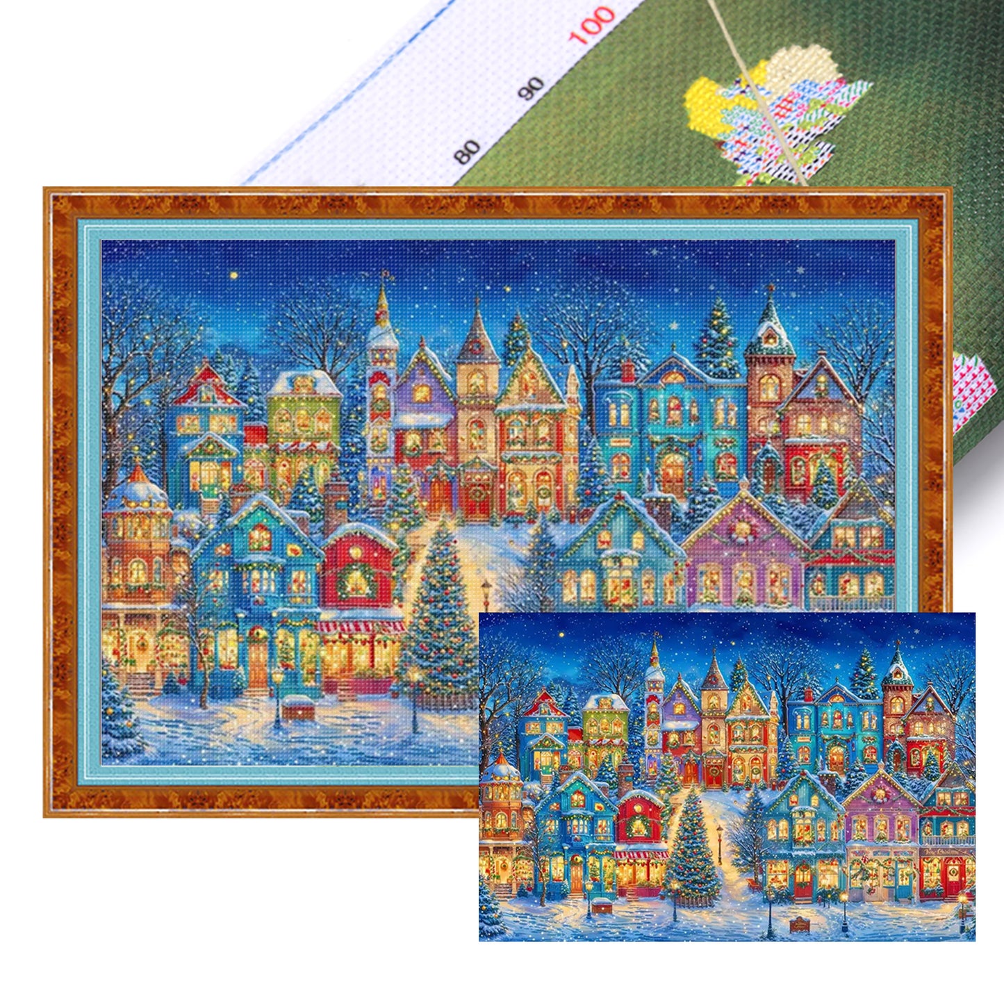 Christmas Starry Night - Full 9CT Stamped Cross Stitch 130x95CM - Jun He(73Colors)