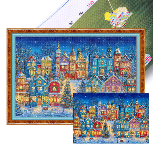 Christmas Starry Night - Full 9CT Stamped Cross Stitch 130x95CM - Jun He(73Colors)