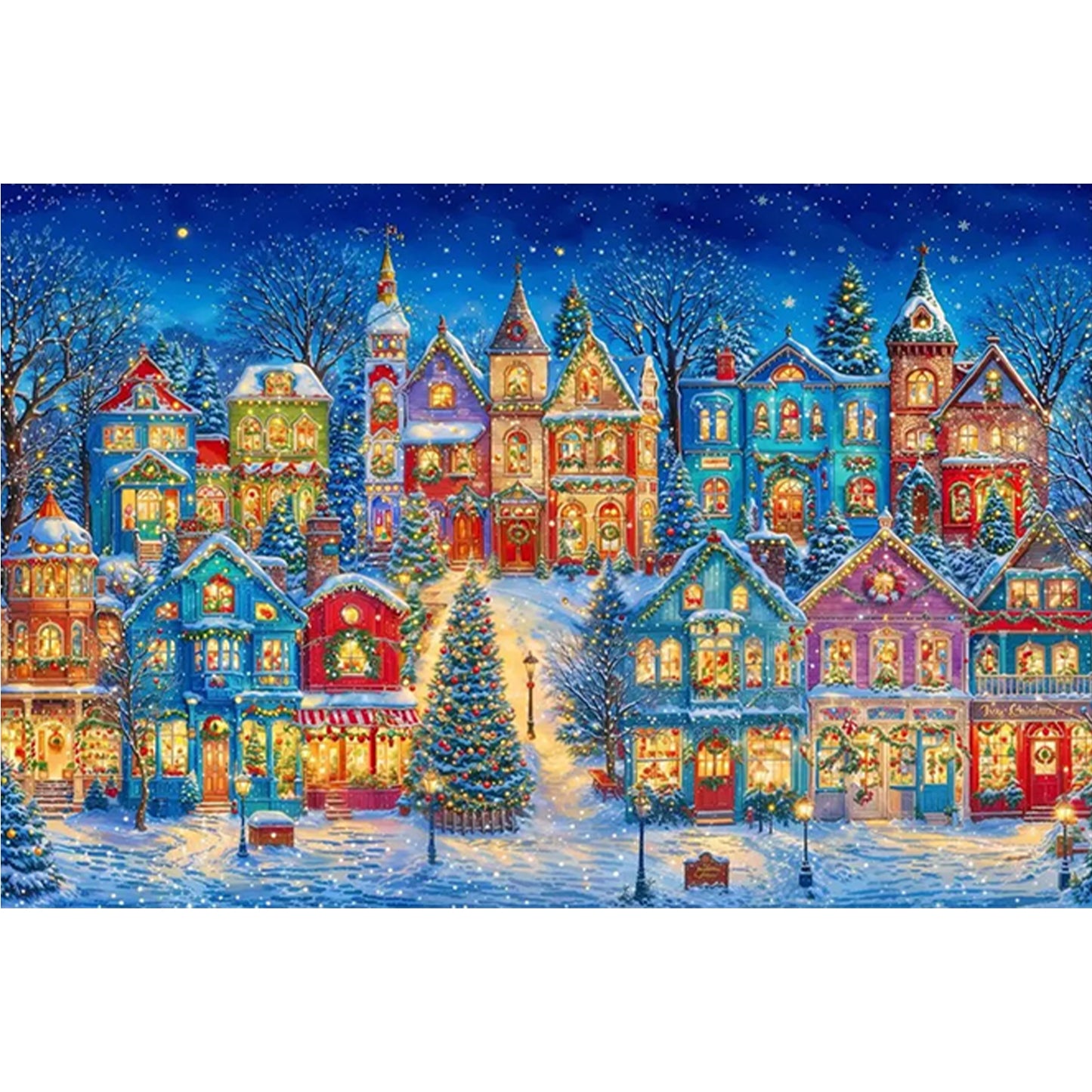 Christmas Starry Night - Full 9CT Stamped Cross Stitch 130x95CM - Jun He(73Colors)