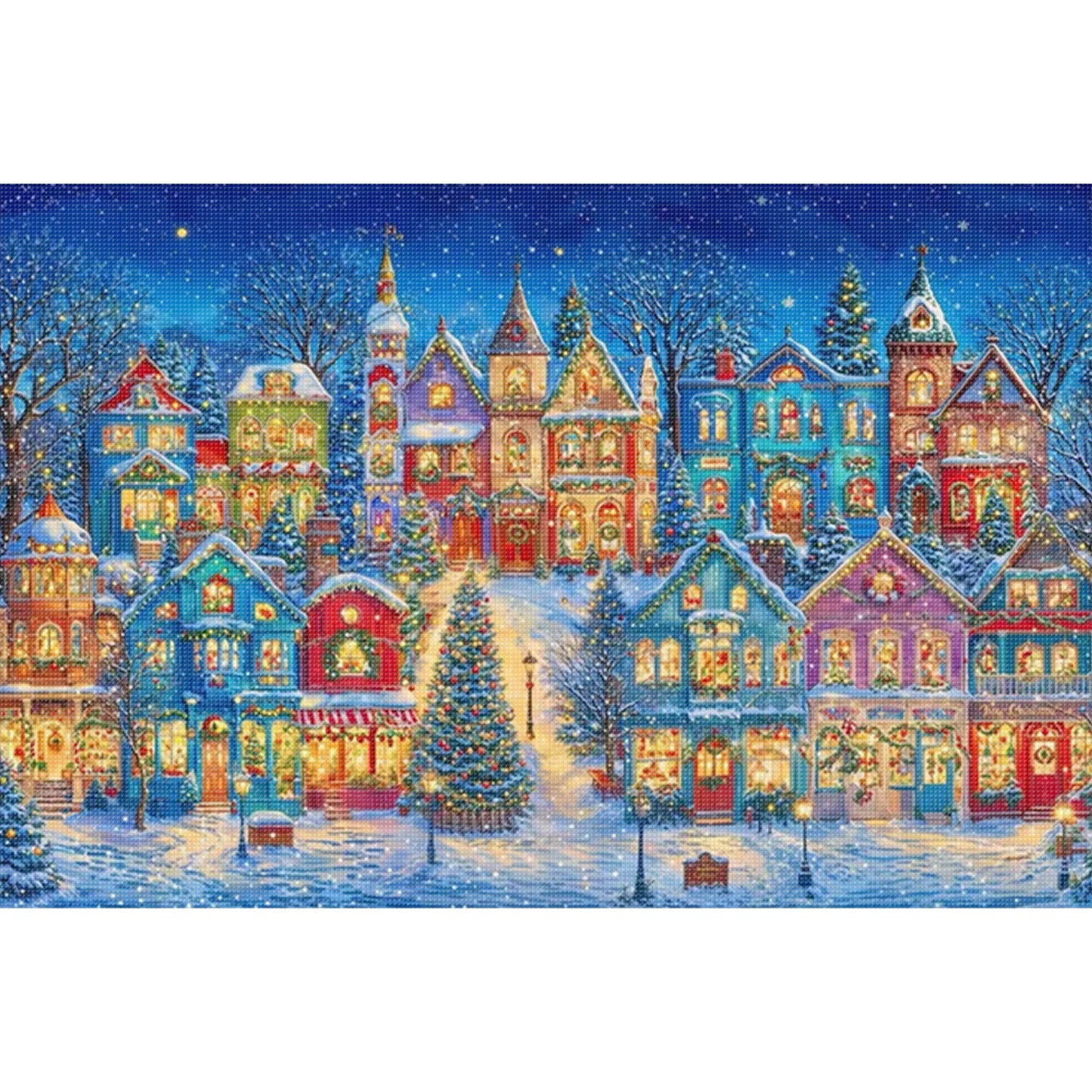 Christmas Starry Night - Full 9CT Stamped Cross Stitch 130x95CM - Jun He(73Colors)