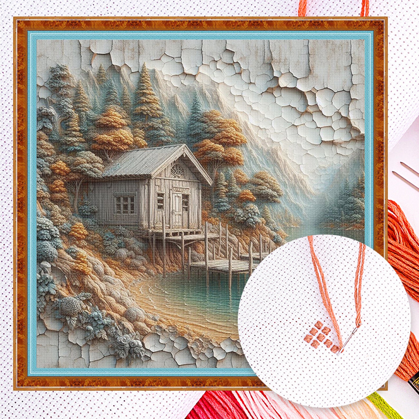 Forest Hut - Full 14CT Counted Cross Stitch 40x40CM - Yishu