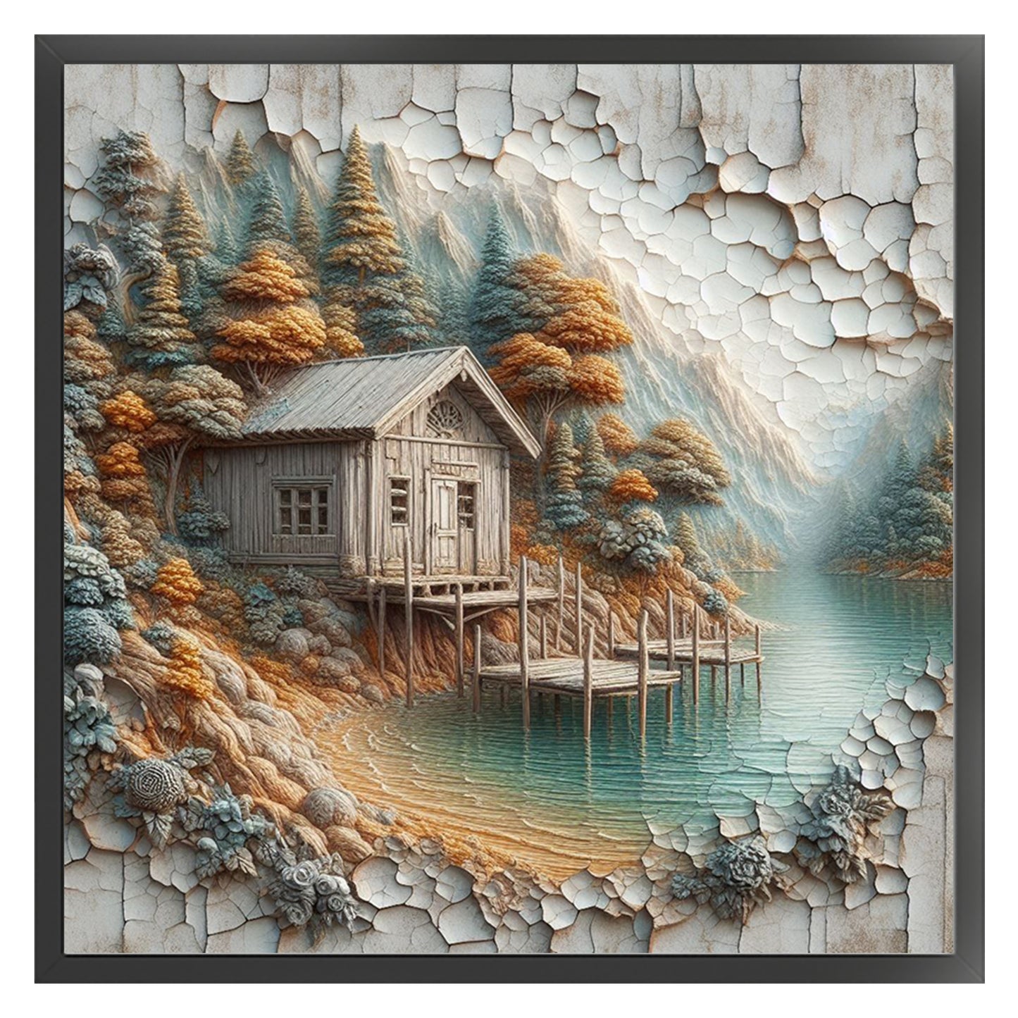 Forest Hut - Full 14CT Counted Cross Stitch 40x40CM - Yishu