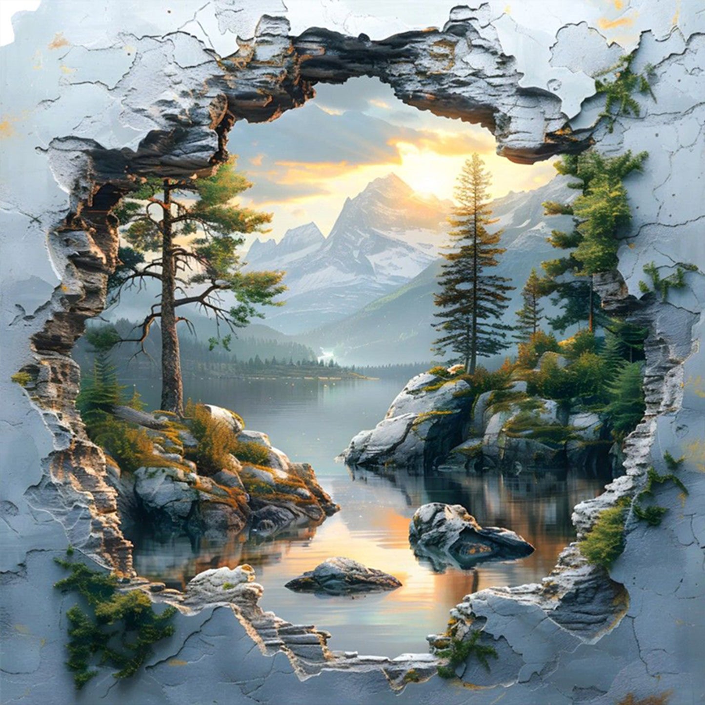 Forest Hut - Full 14CT Counted Cross Stitch 40x40CM - Yishu