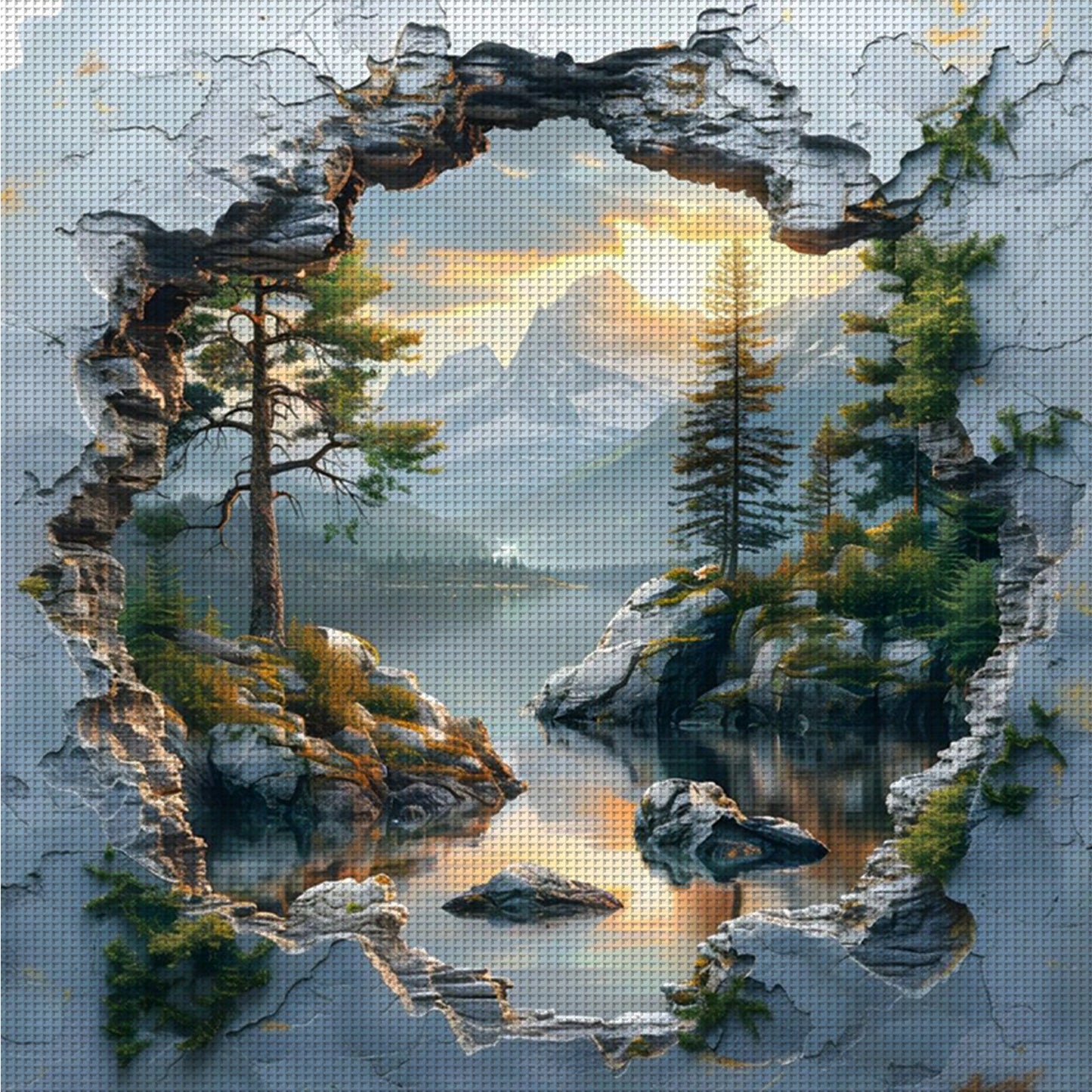 Forest Hut - Full 14CT Counted Cross Stitch 40x40CM - Yishu