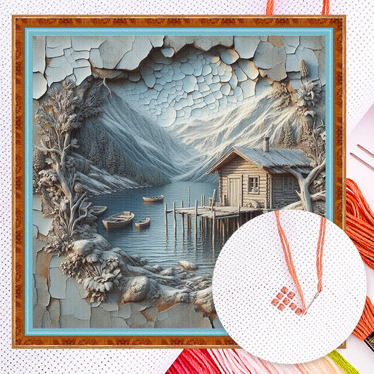 Forest Hut - Full 14CT Counted Cross Stitch 40x40CM - Yishu