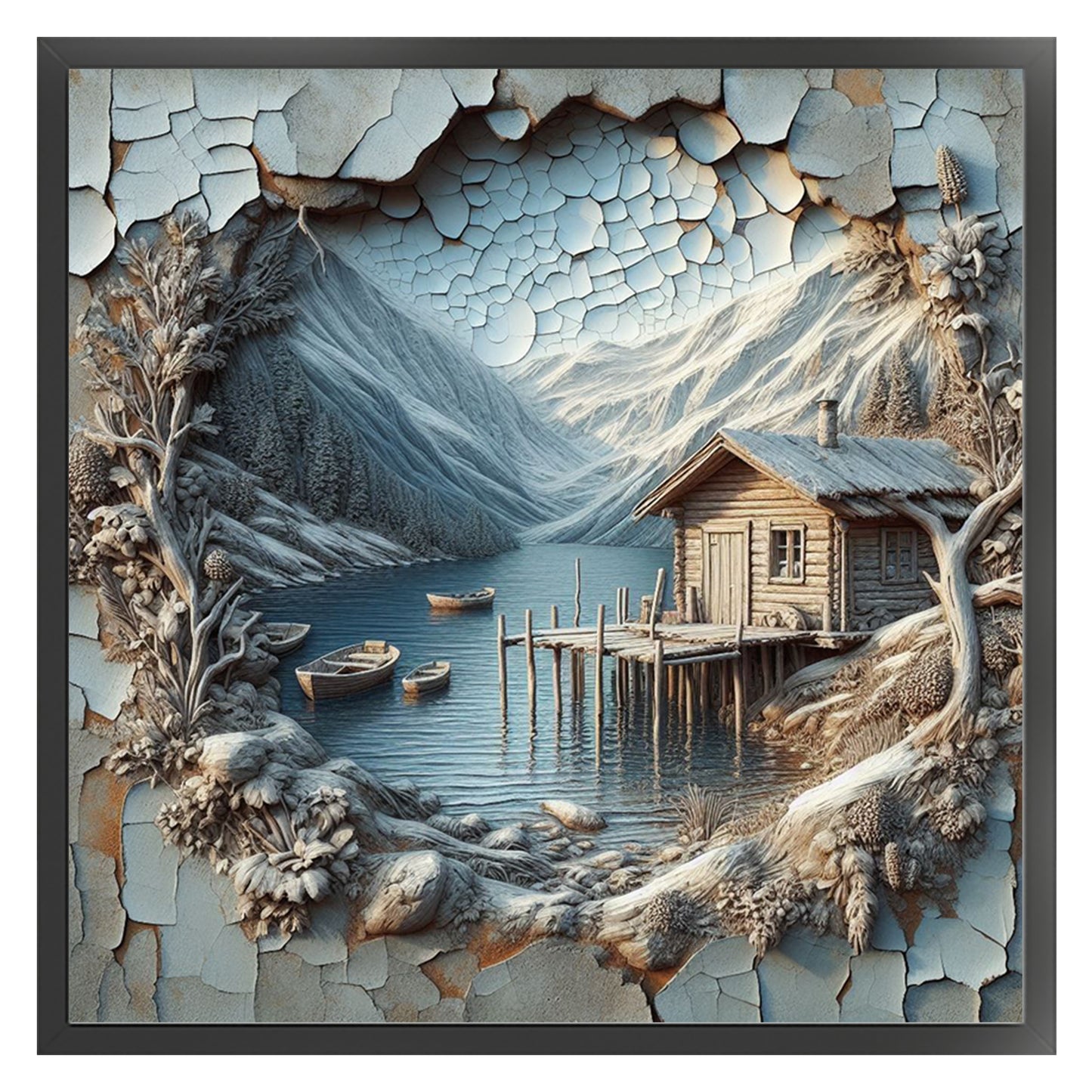 Forest Hut - Full 14CT Counted Cross Stitch 40x40CM - Yishu