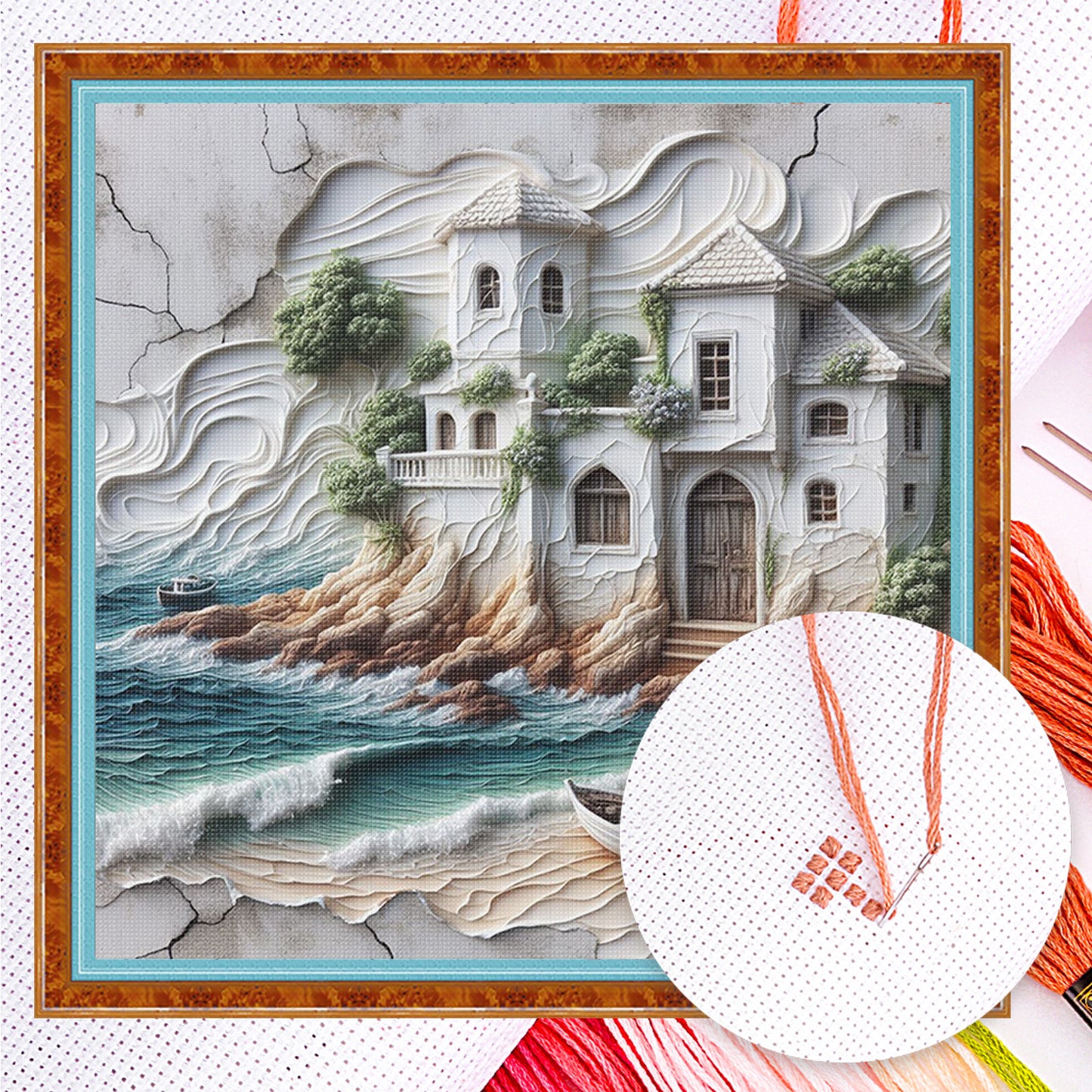 Forest Hut - Full 14CT Counted Cross Stitch 40x40CM - Yishu