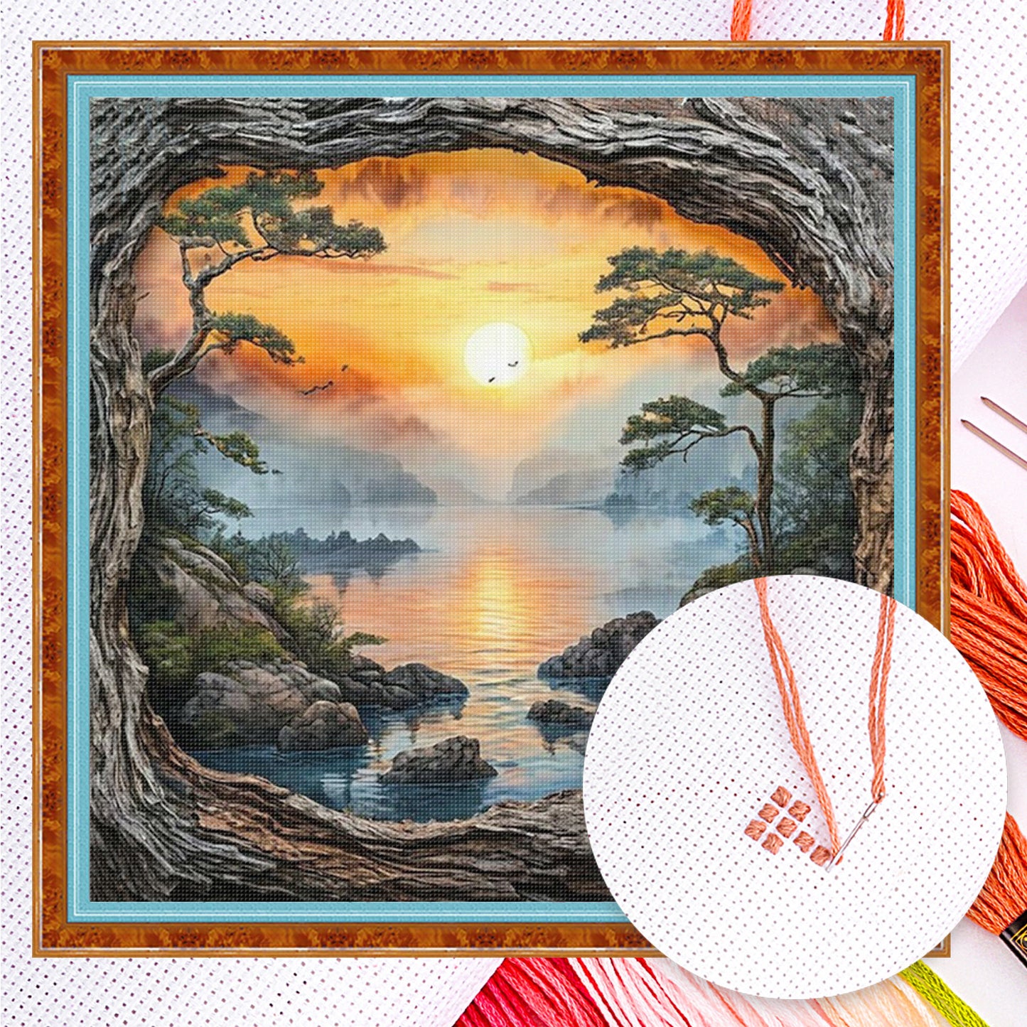 Forest Scenery - Full 14CT Counted Cross Stitch 40x40CM - Yishu