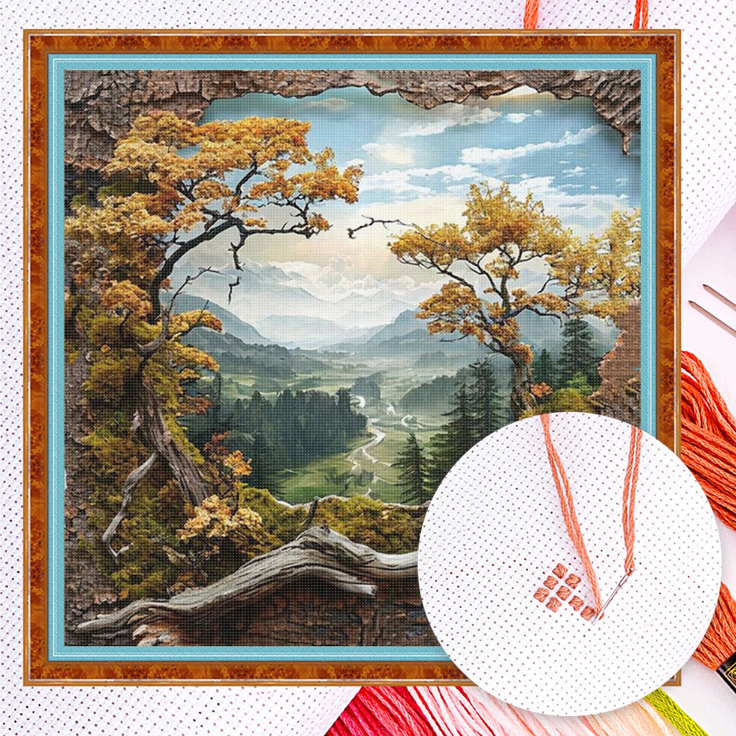 Forest Scenery - Full 14CT Counted Cross Stitch 40x40CM - Yishu