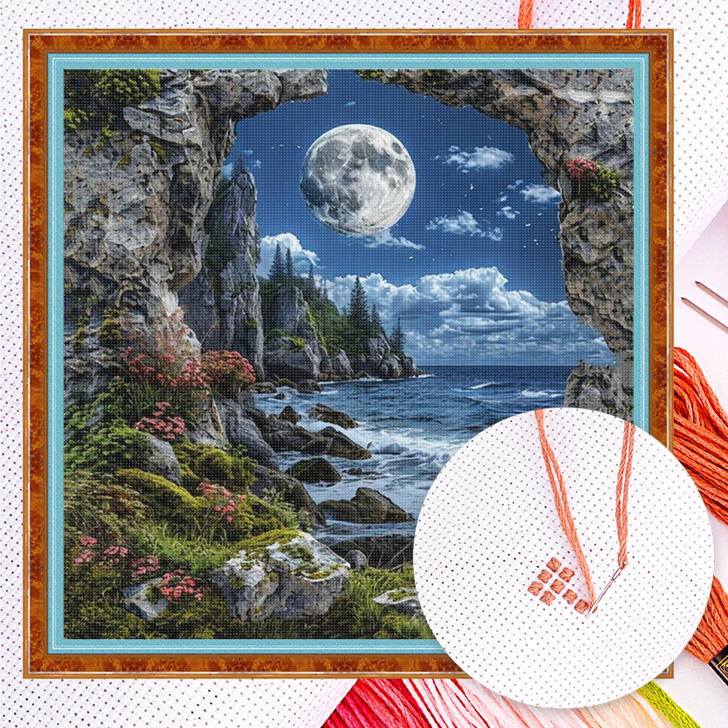 Forest Scenery - Full 14CT Counted Cross Stitch 40x40CM - Yishu