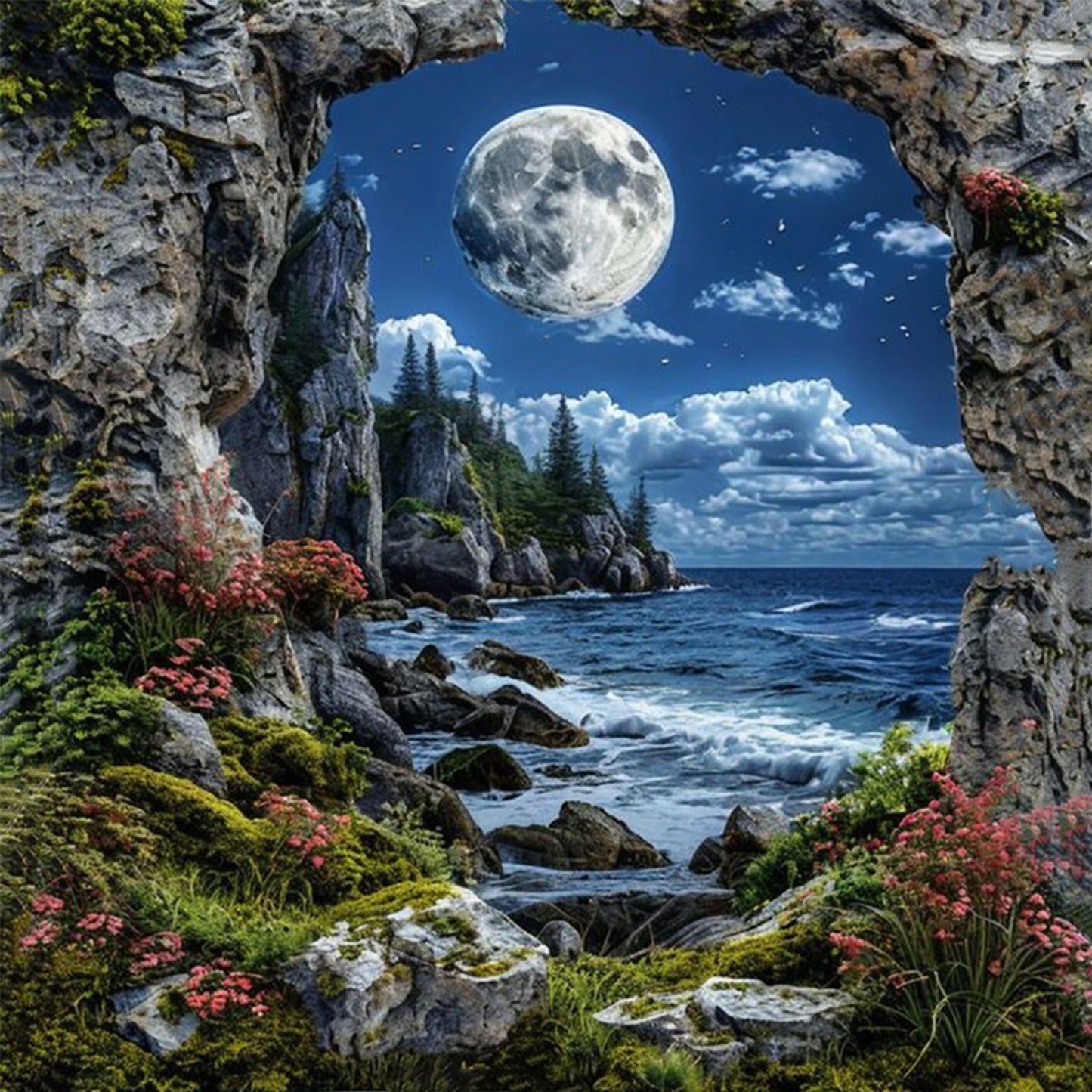 Forest Scenery - Full 14CT Counted Cross Stitch 40x40CM - Yishu