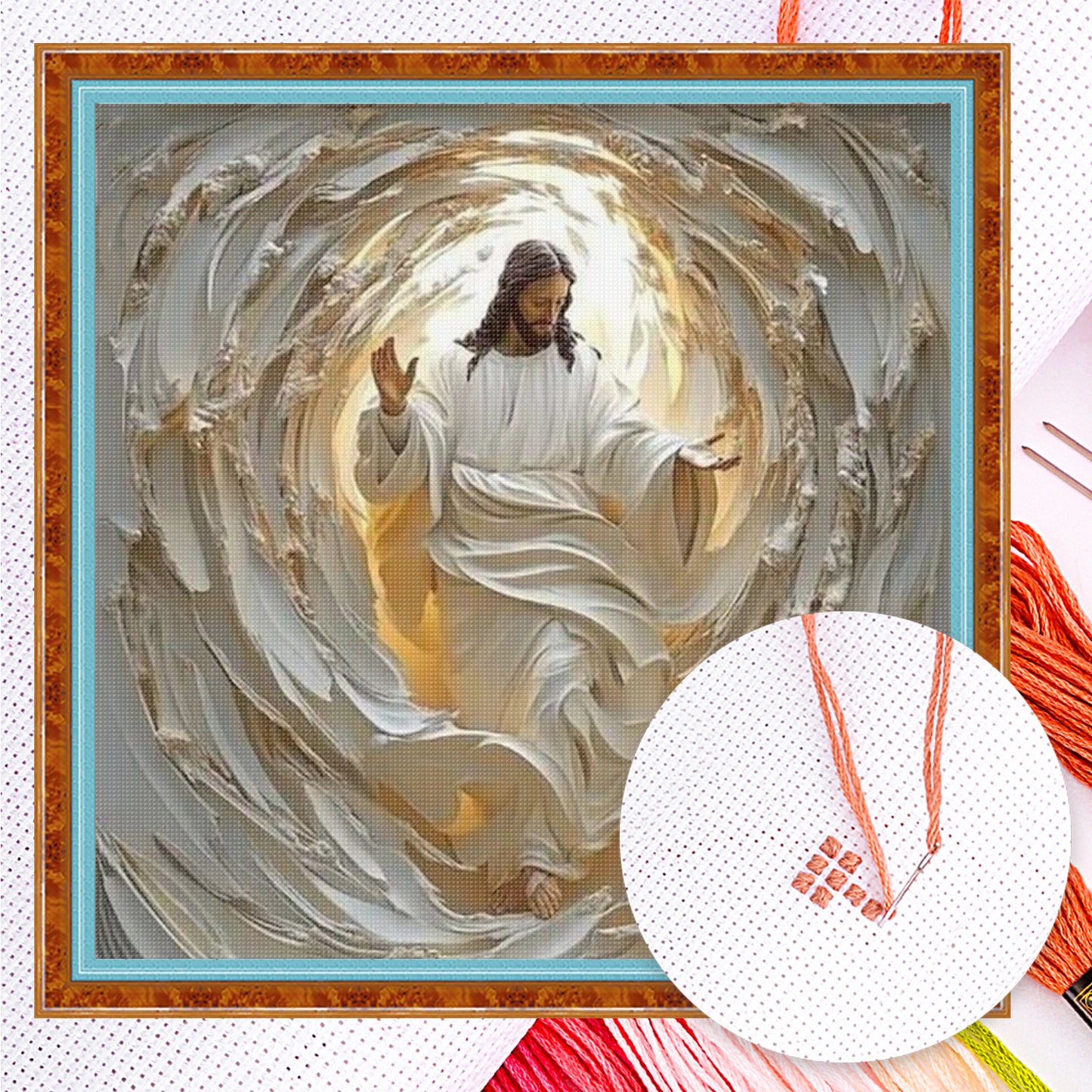 Jesus - Full 14CT Counted Cross Stitch 40x40CM - Yishu