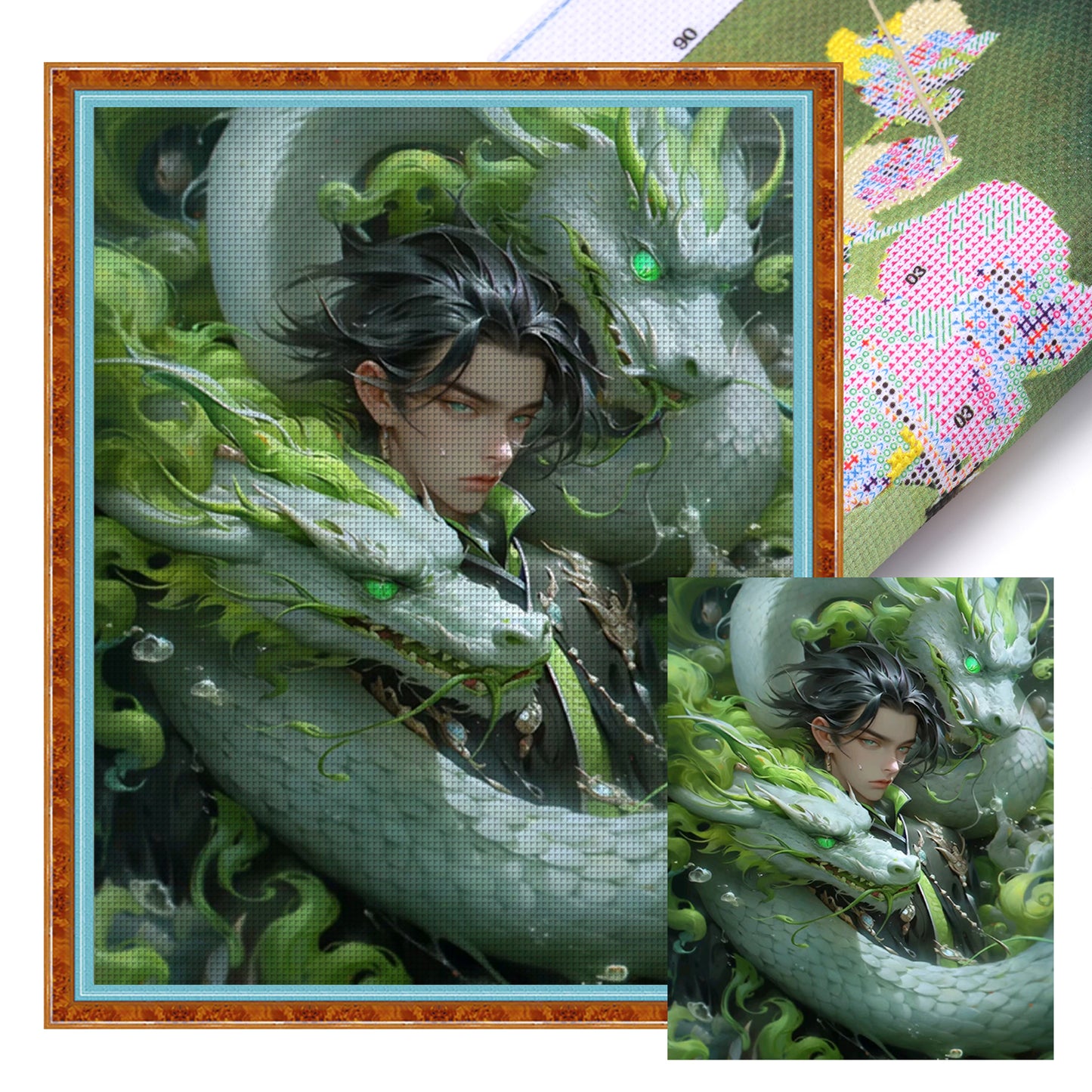 Boy And Dragon - Full 11CT Stamped Cross Stitch 40x50CM - Yishu