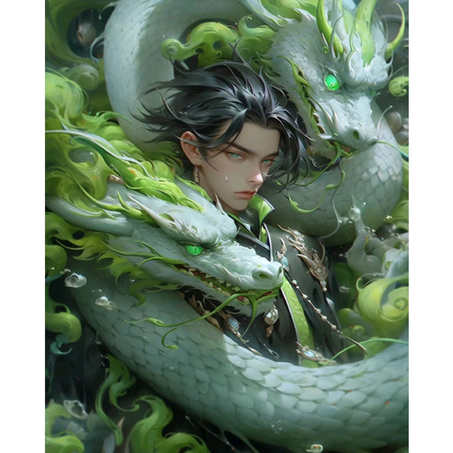 Boy And Dragon - Full 11CT Stamped Cross Stitch 40x50CM - Yishu