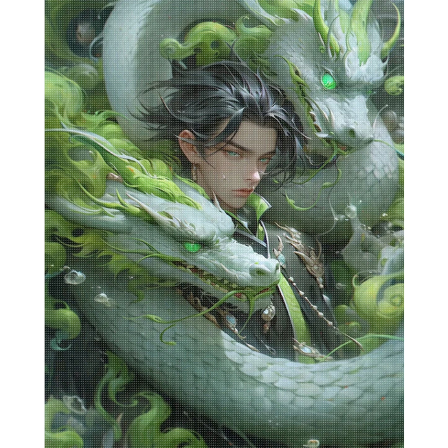 Boy And Dragon - Full 11CT Stamped Cross Stitch 40x50CM - Yishu