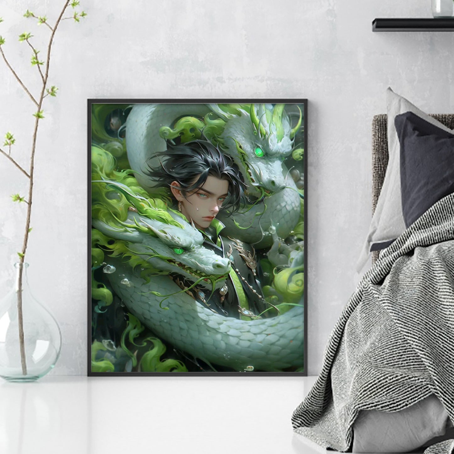 Boy And Dragon - Full 11CT Stamped Cross Stitch 40x50CM - Yishu