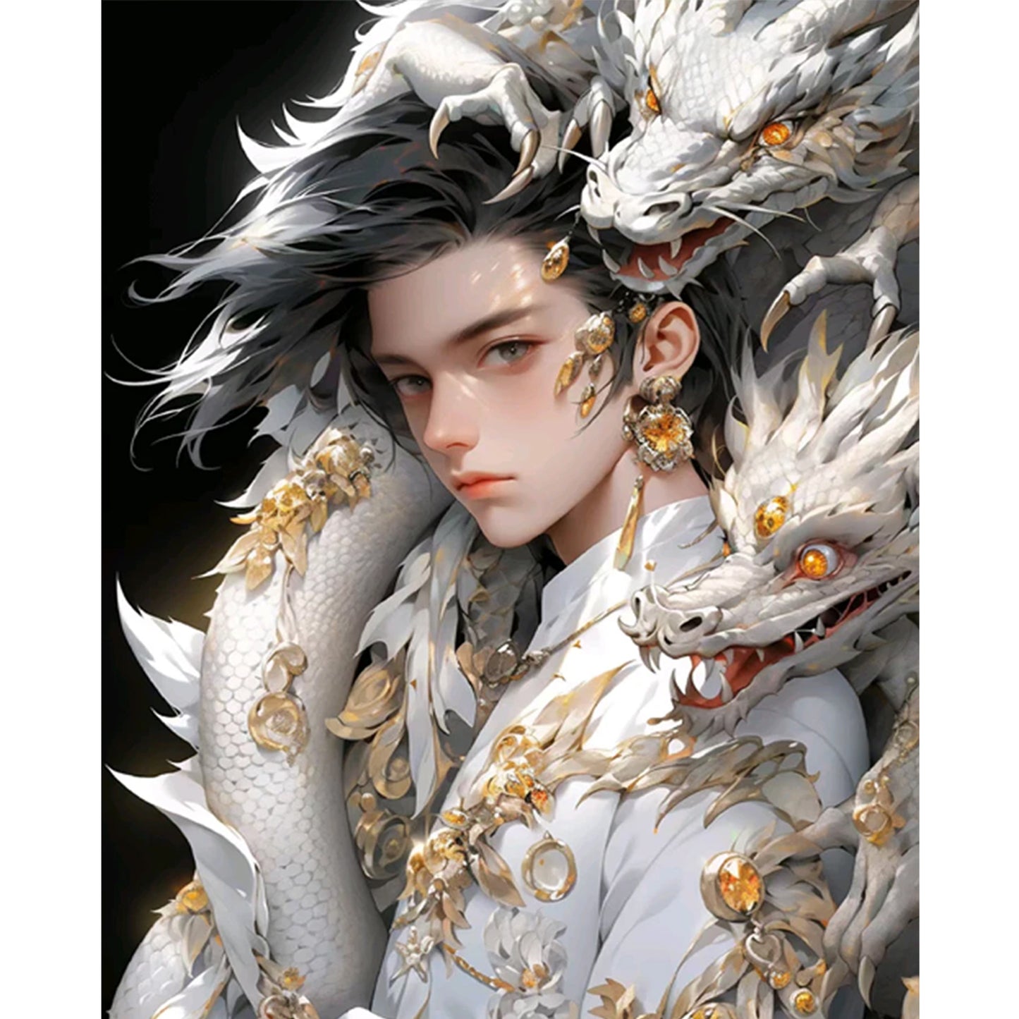 Boy And Dragon - Full 11CT Stamped Cross Stitch 40x50CM - Yishu