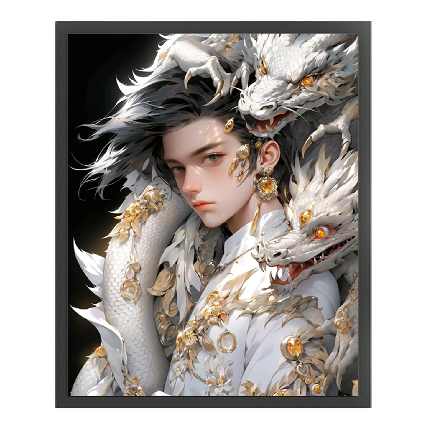 Boy And Dragon - Full 11CT Stamped Cross Stitch 40x50CM - Yishu