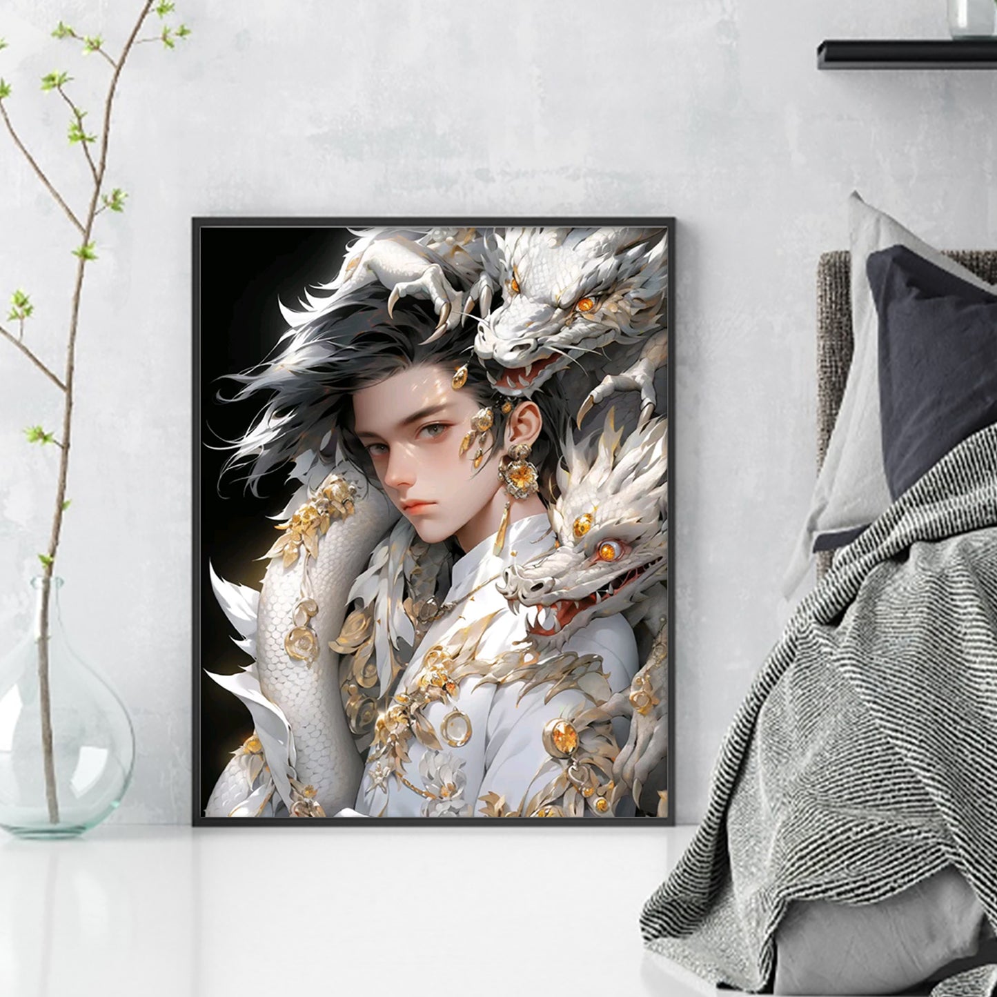 Boy And Dragon - Full 11CT Stamped Cross Stitch 40x50CM - Yishu