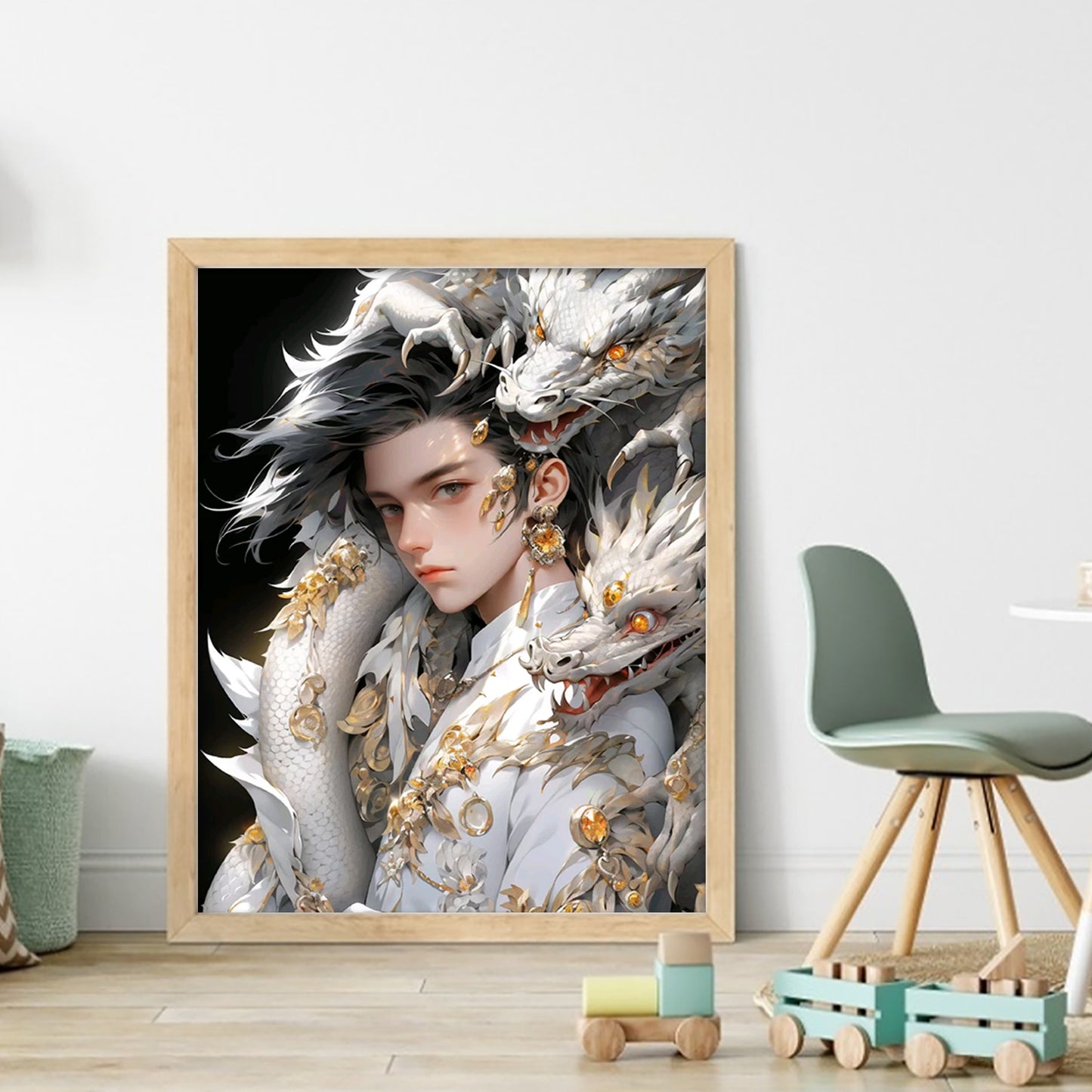 Boy And Dragon - Full 11CT Stamped Cross Stitch 40x50CM - Yishu