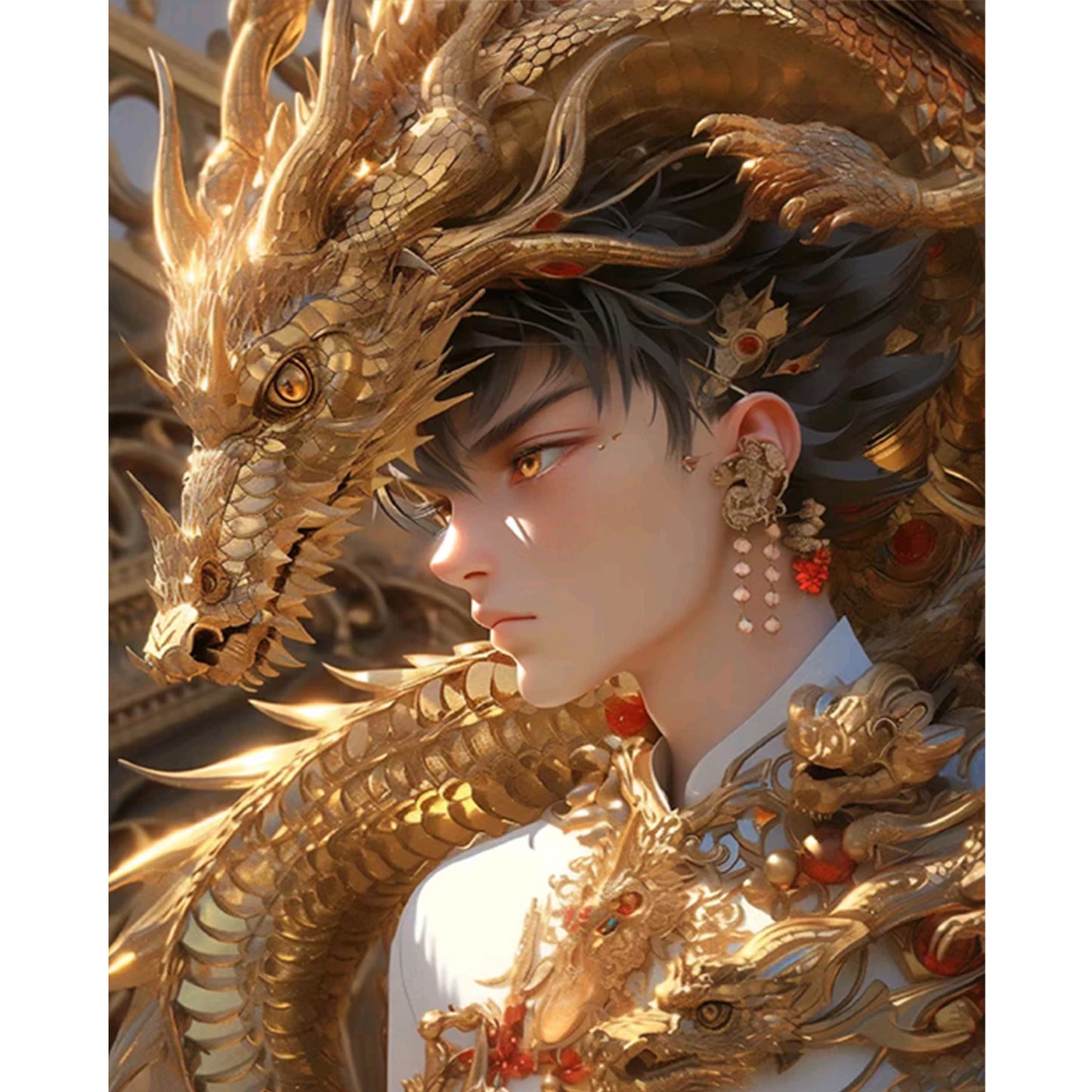 Boy And Dragon - Full 11CT Stamped Cross Stitch 40x50CM - Yishu