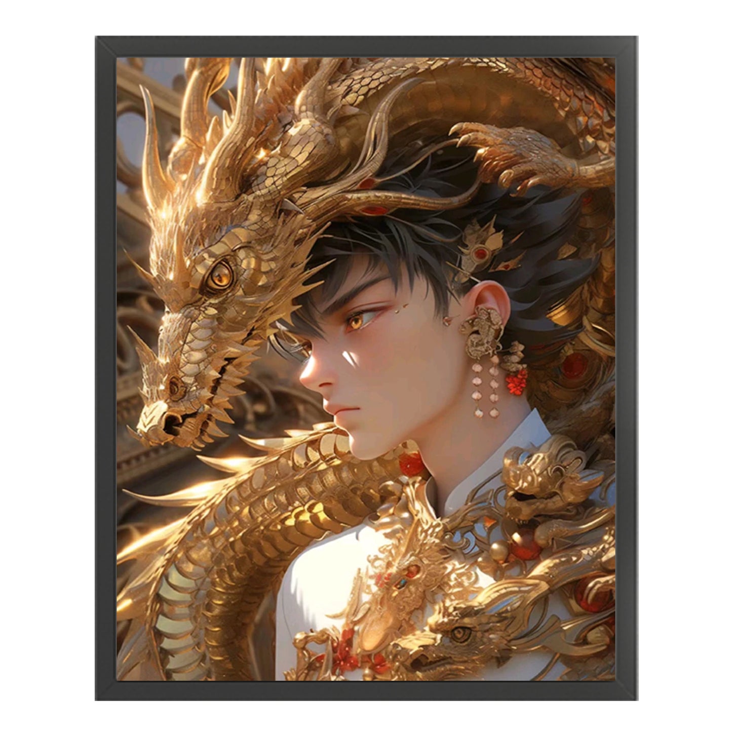Boy And Dragon - Full 11CT Stamped Cross Stitch 40x50CM - Yishu