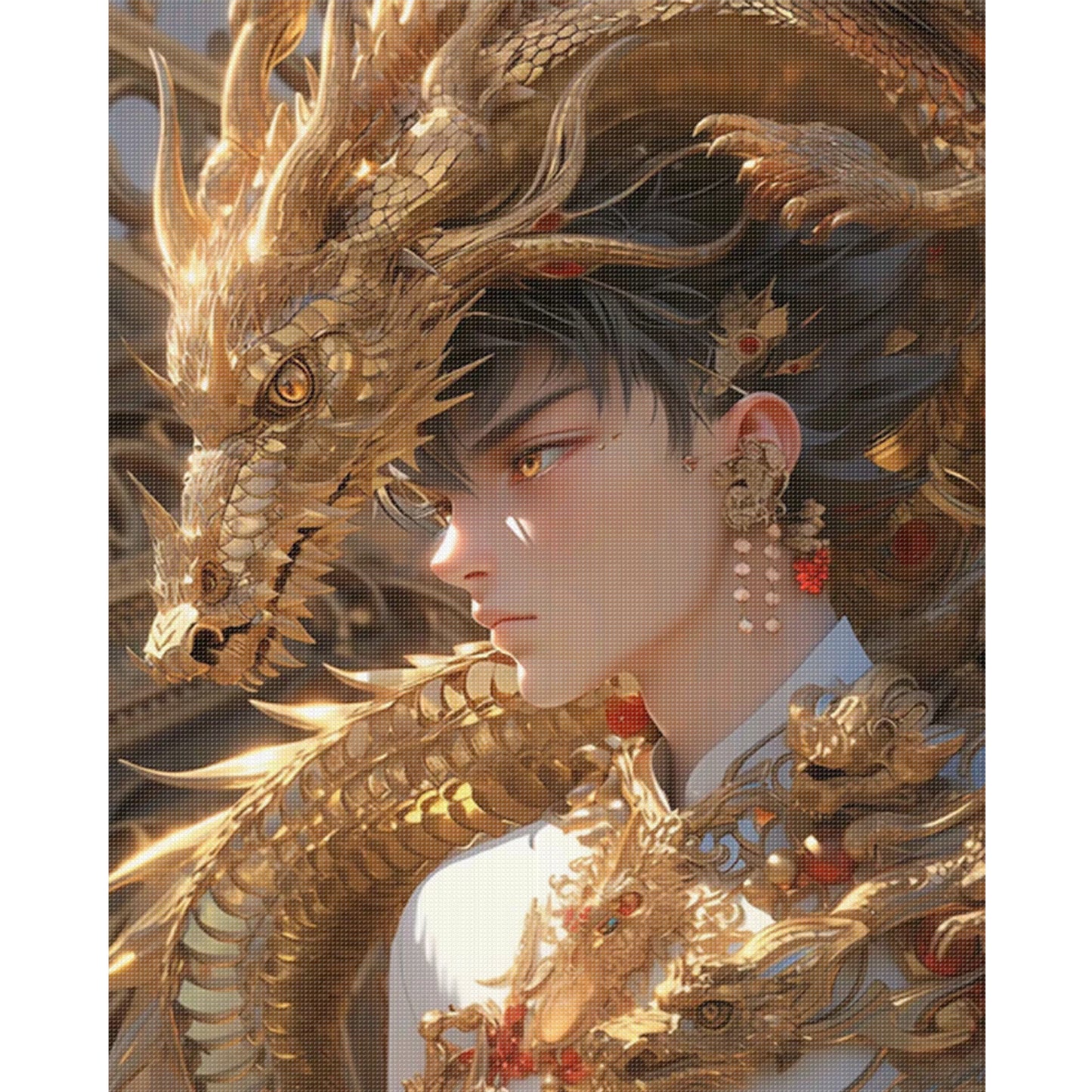Boy And Dragon - Full 11CT Stamped Cross Stitch 40x50CM - Yishu