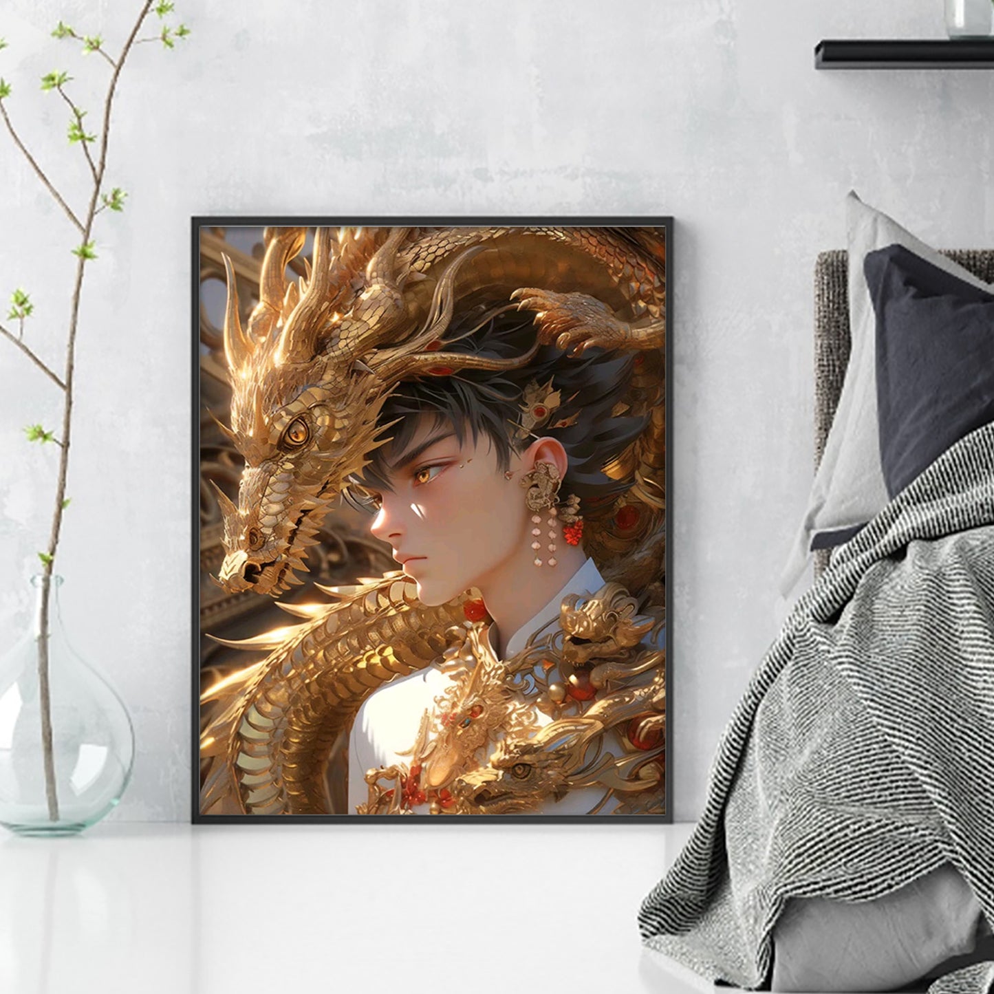 Boy And Dragon - Full 11CT Stamped Cross Stitch 40x50CM - Yishu
