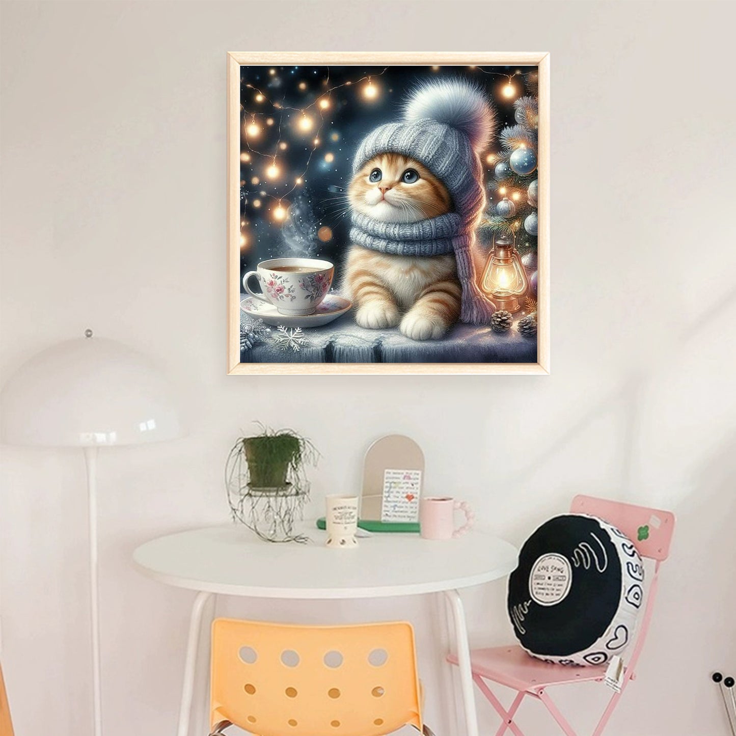 Winter Cat - Full 11CT Stamped Cross Stitch 40x40CM - Huacan