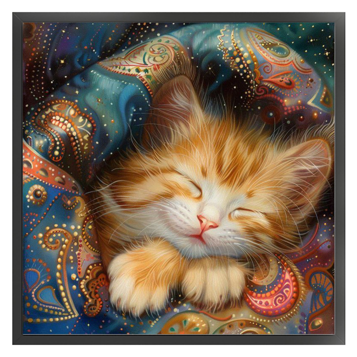 Orange Cat - Full 11CT Stamped Cross Stitch 40x40CM - Huacan
