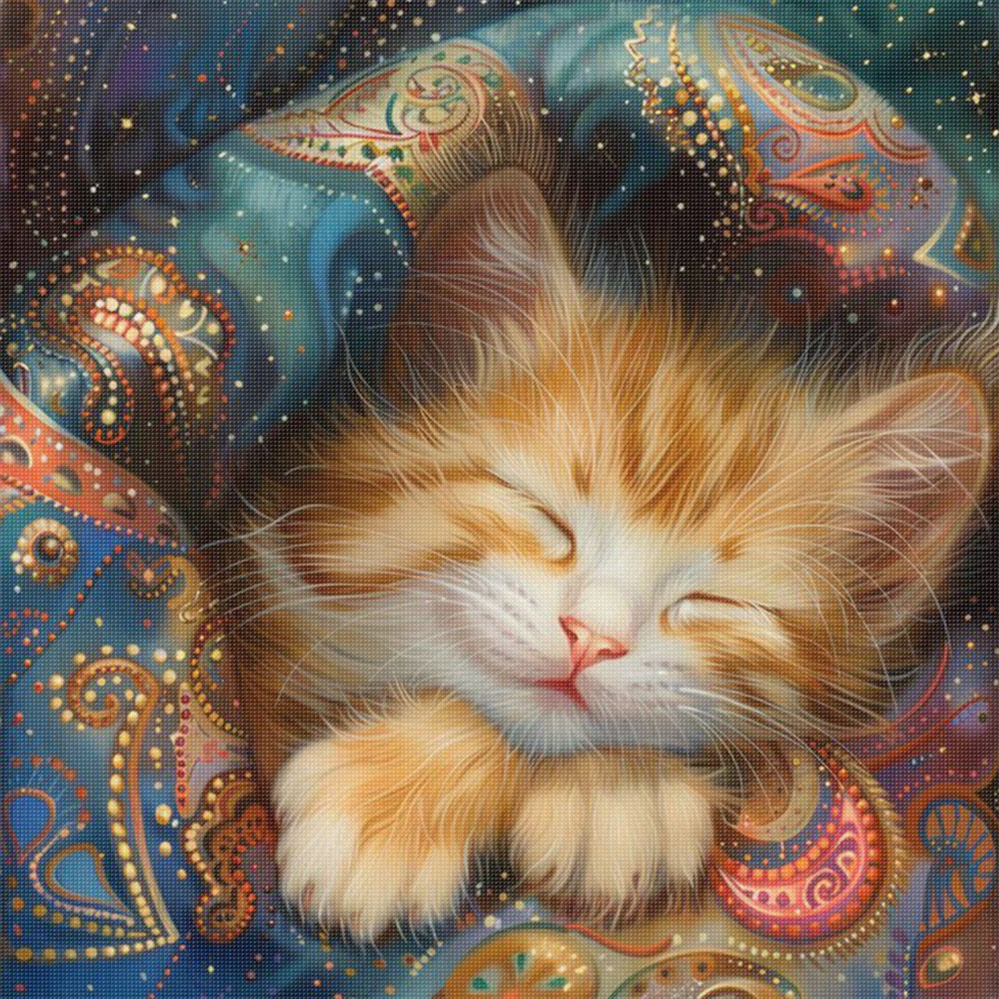 Orange Cat - Full 11CT Stamped Cross Stitch 40x40CM - Huacan